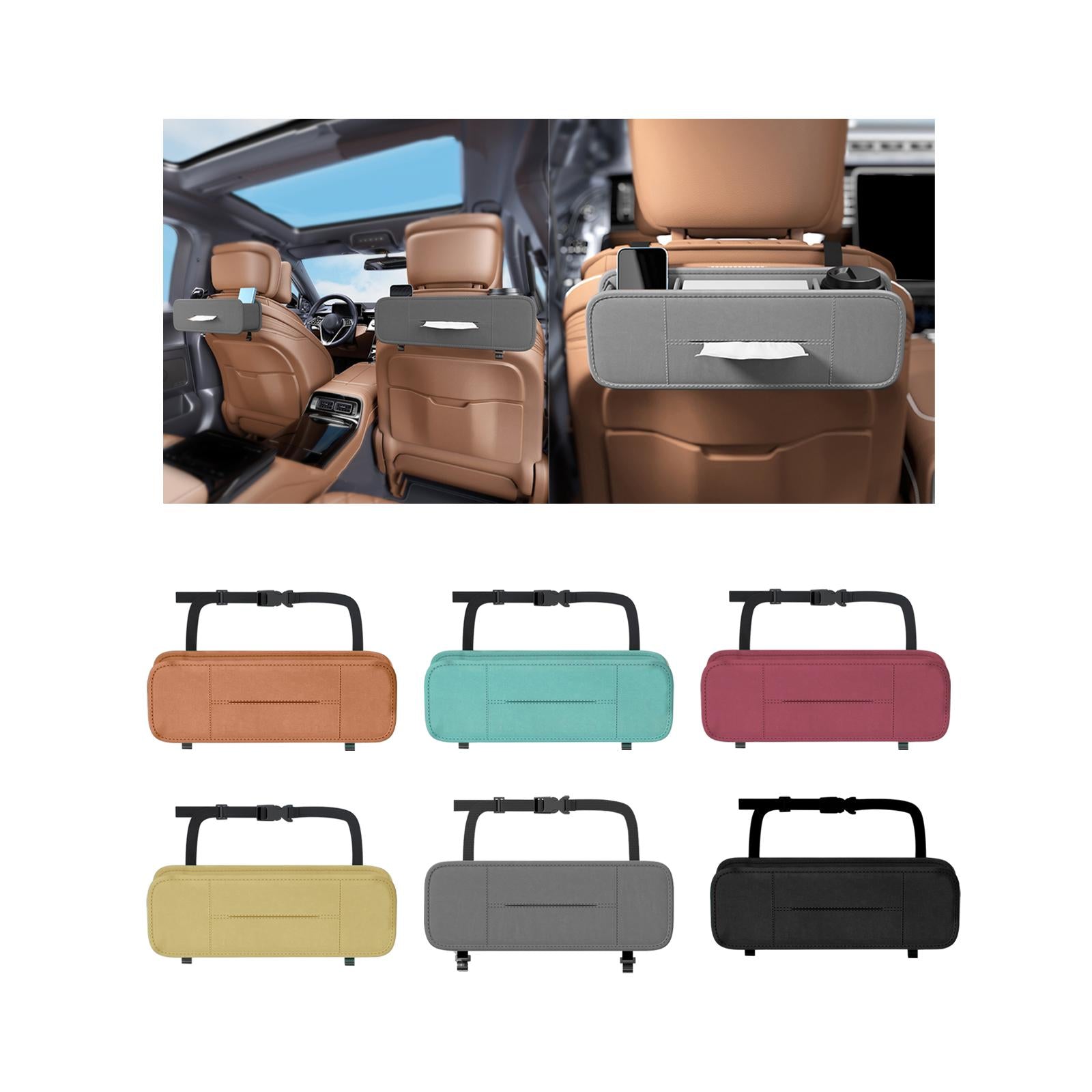 Car Seat Back Organizer Stylish Waterproof Seat Back Organizer Tissue Holder brown