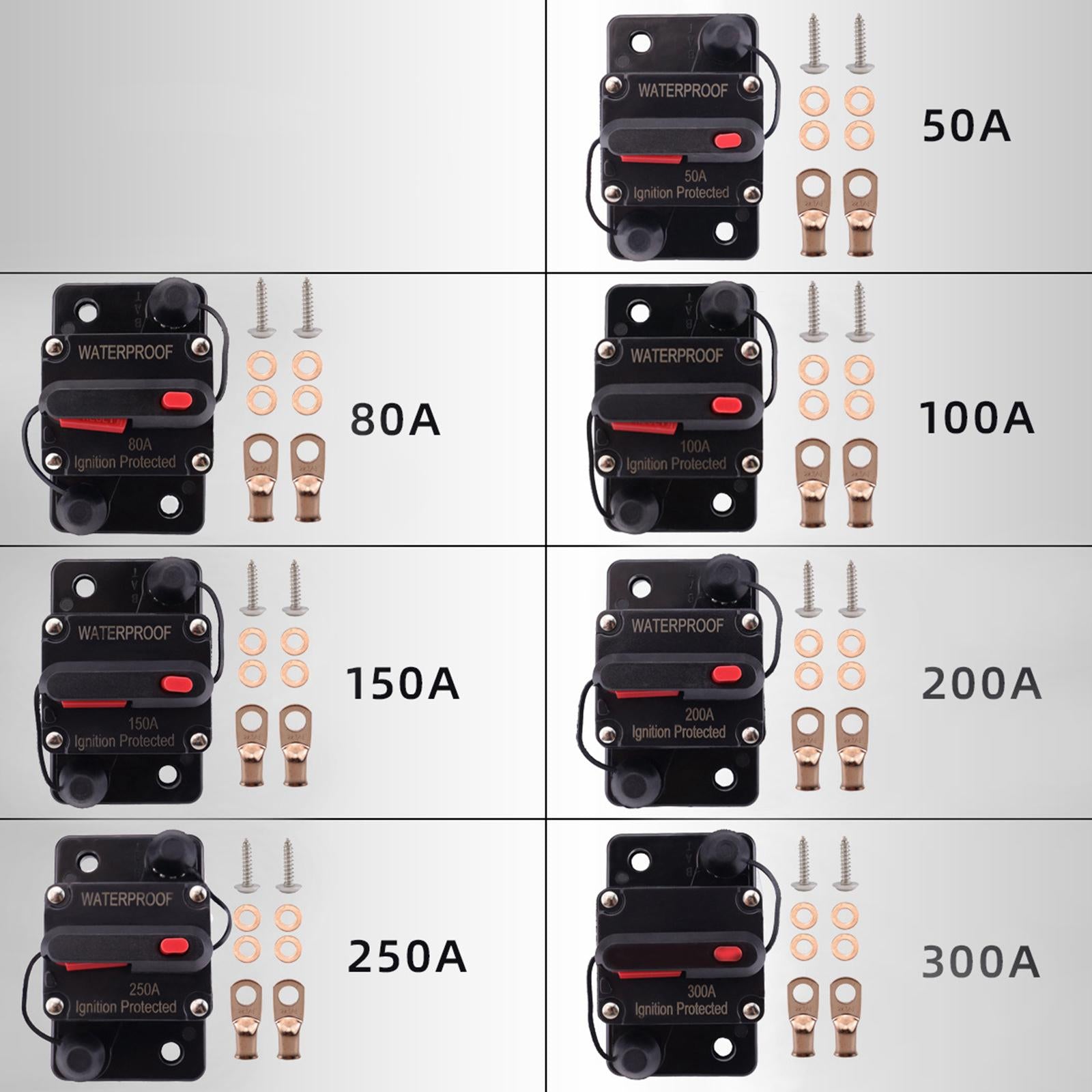 Marine Circuit Breaker with Manual Reset 12V-48V DC for RV Trolling ATV 50A