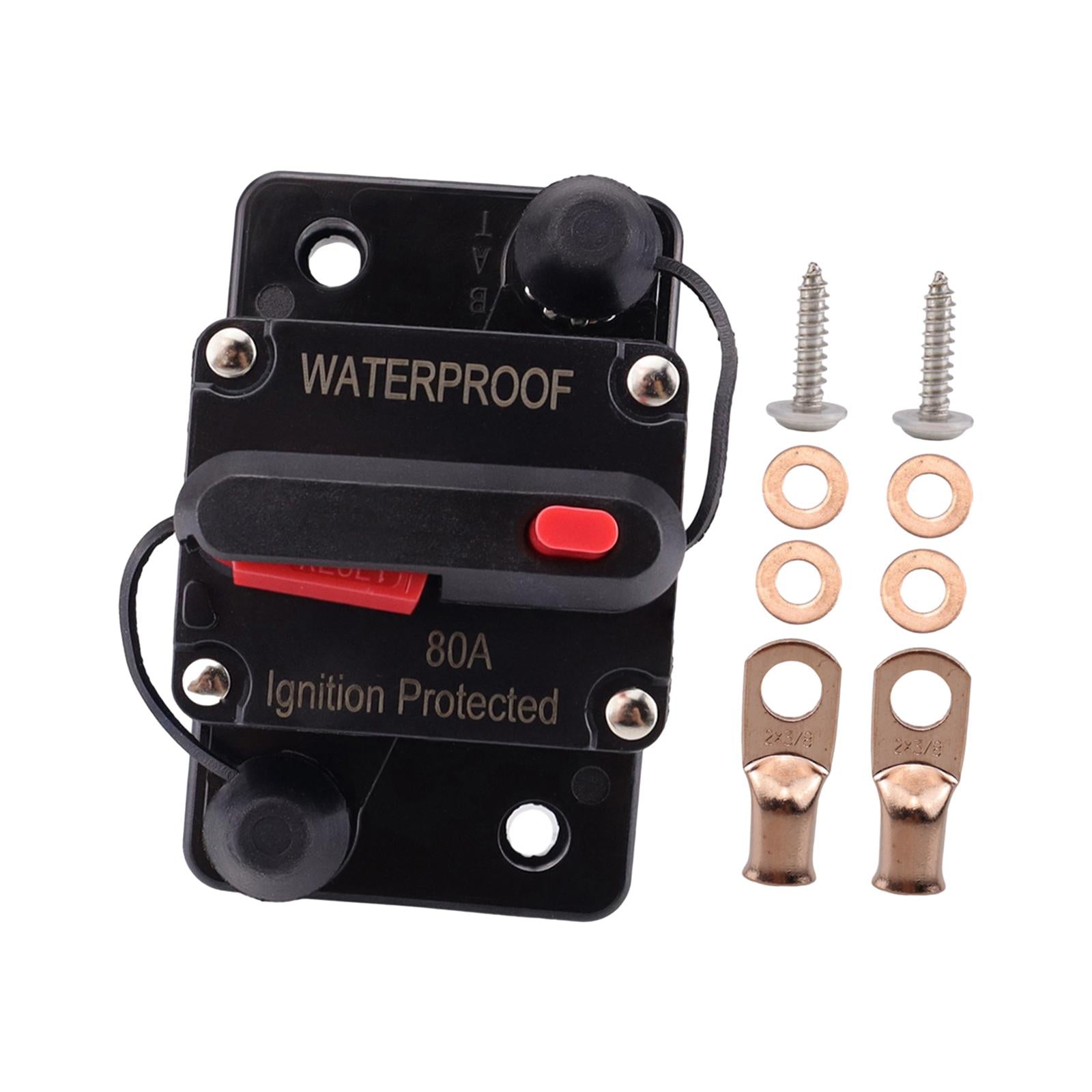Marine Circuit Breaker with Manual Reset 12V-48V DC for RV Trolling ATV 80A