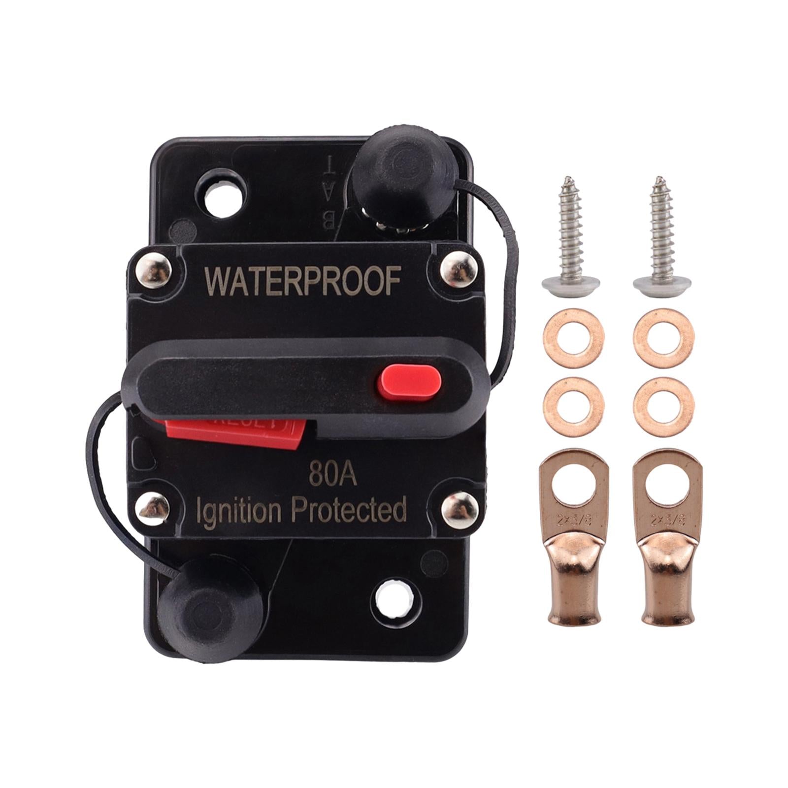 Marine Circuit Breaker with Manual Reset 12V-48V DC for RV Trolling ATV 80A