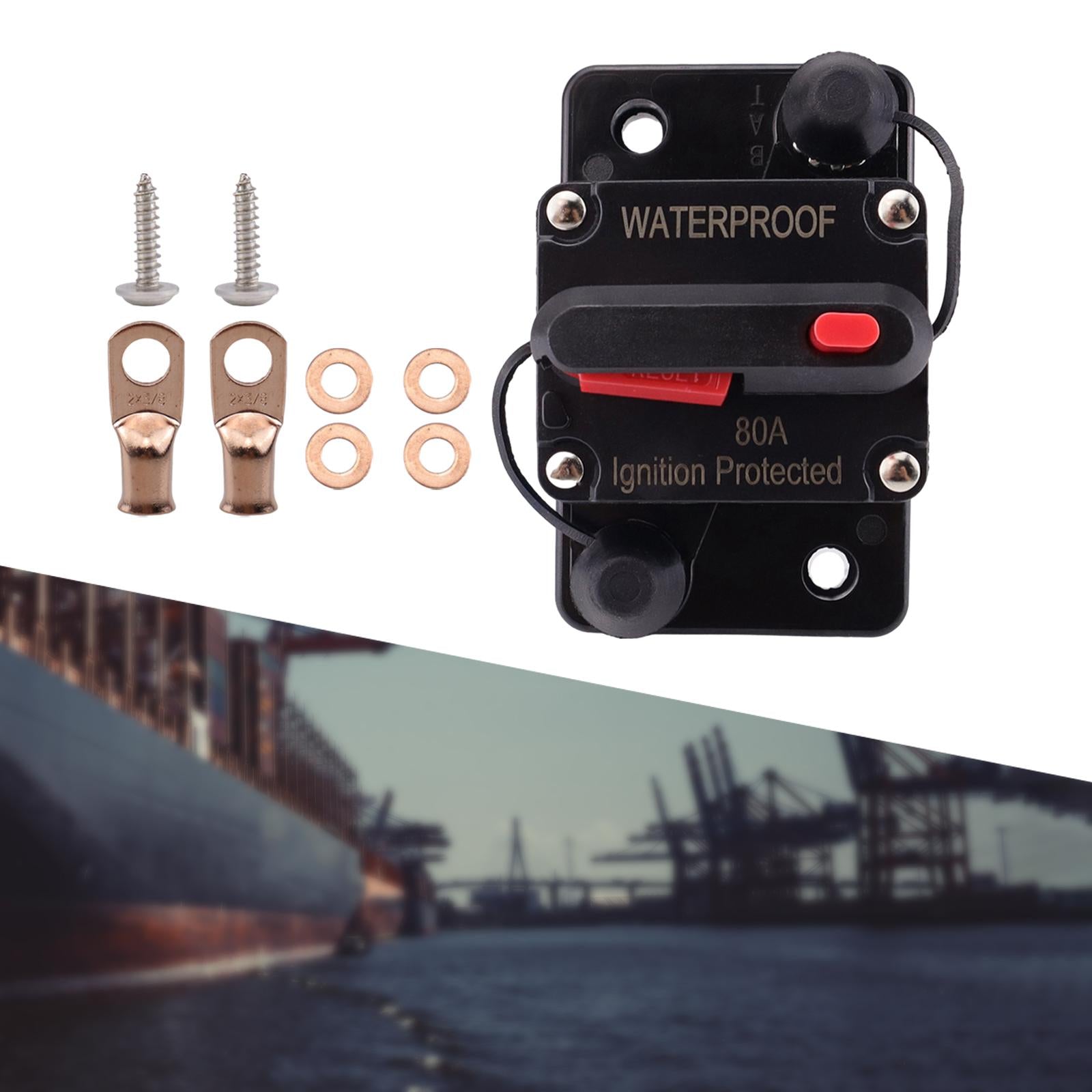 Marine Circuit Breaker with Manual Reset 12V-48V DC for RV Trolling ATV 80A