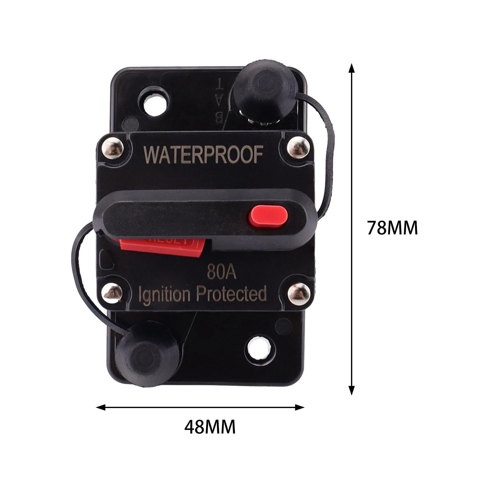 Marine Circuit Breaker with Manual Reset 12V-48V DC for RV Trolling ATV 80A