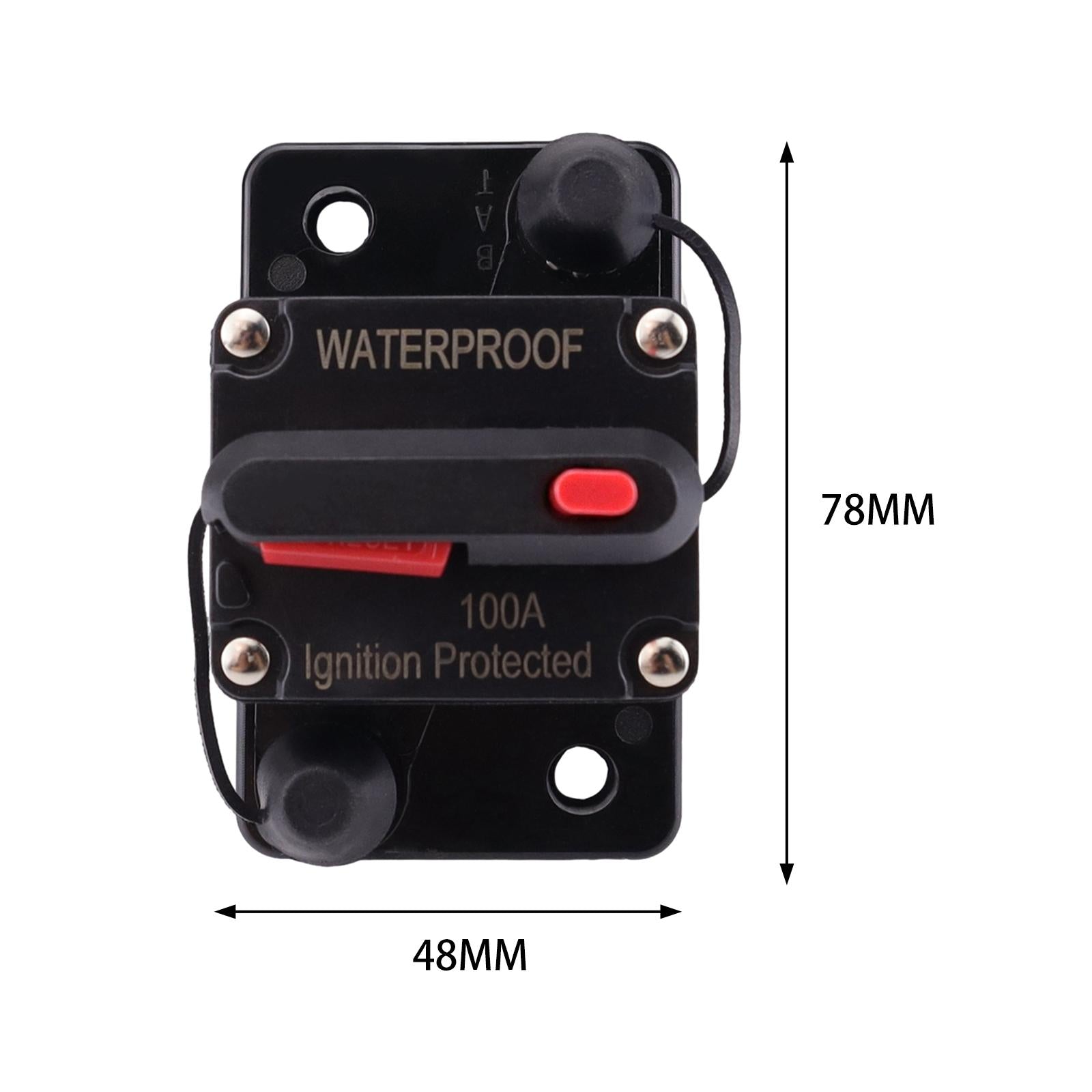 Marine Circuit Breaker with Manual Reset 12V-48V DC for RV Trolling ATV 100A