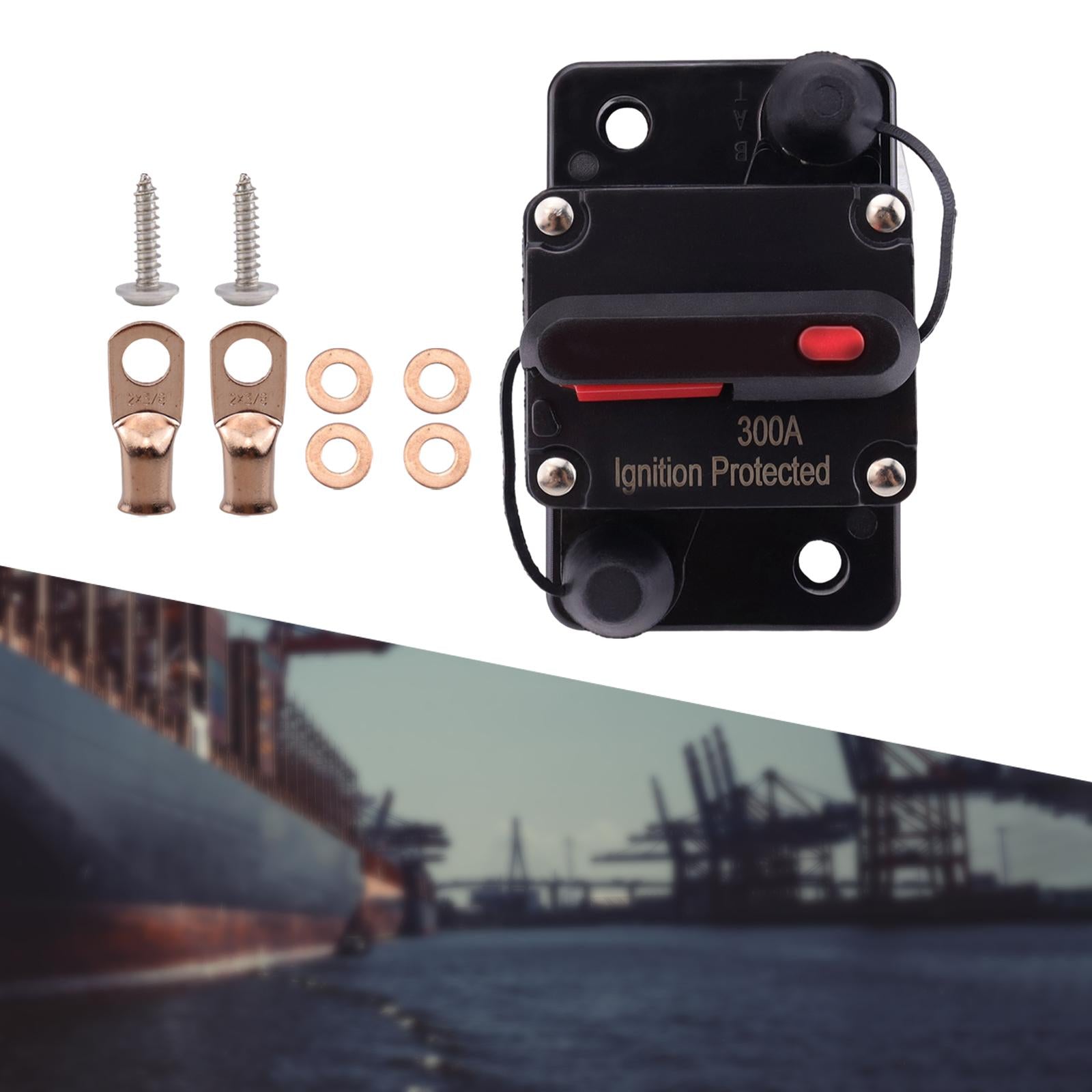 Marine Circuit Breaker with Manual Reset 12V-48V DC for RV Trolling ATV 300A