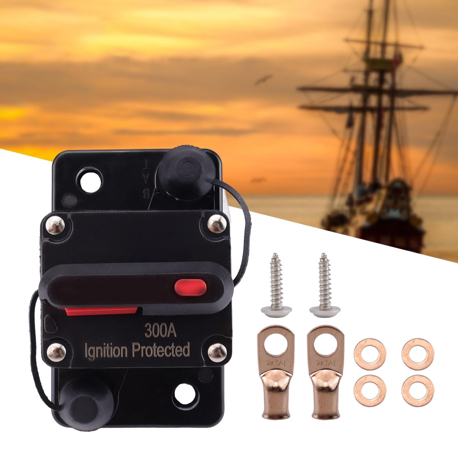 Marine Circuit Breaker with Manual Reset 12V-48V DC for RV Trolling ATV 300A