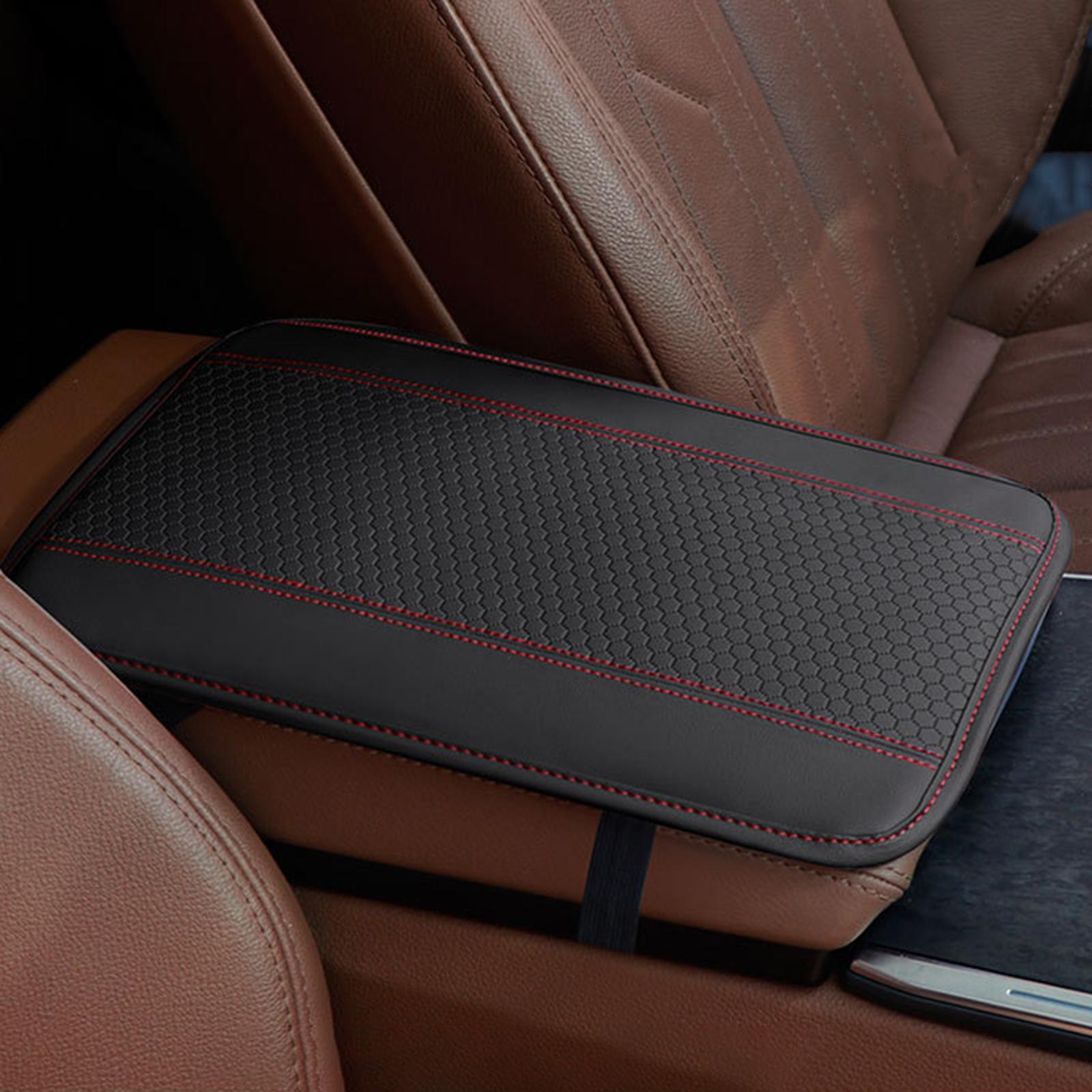 Car Center Console Armrest Cushion Elbow Rest Pad Car Armrest Box Cover Black Red