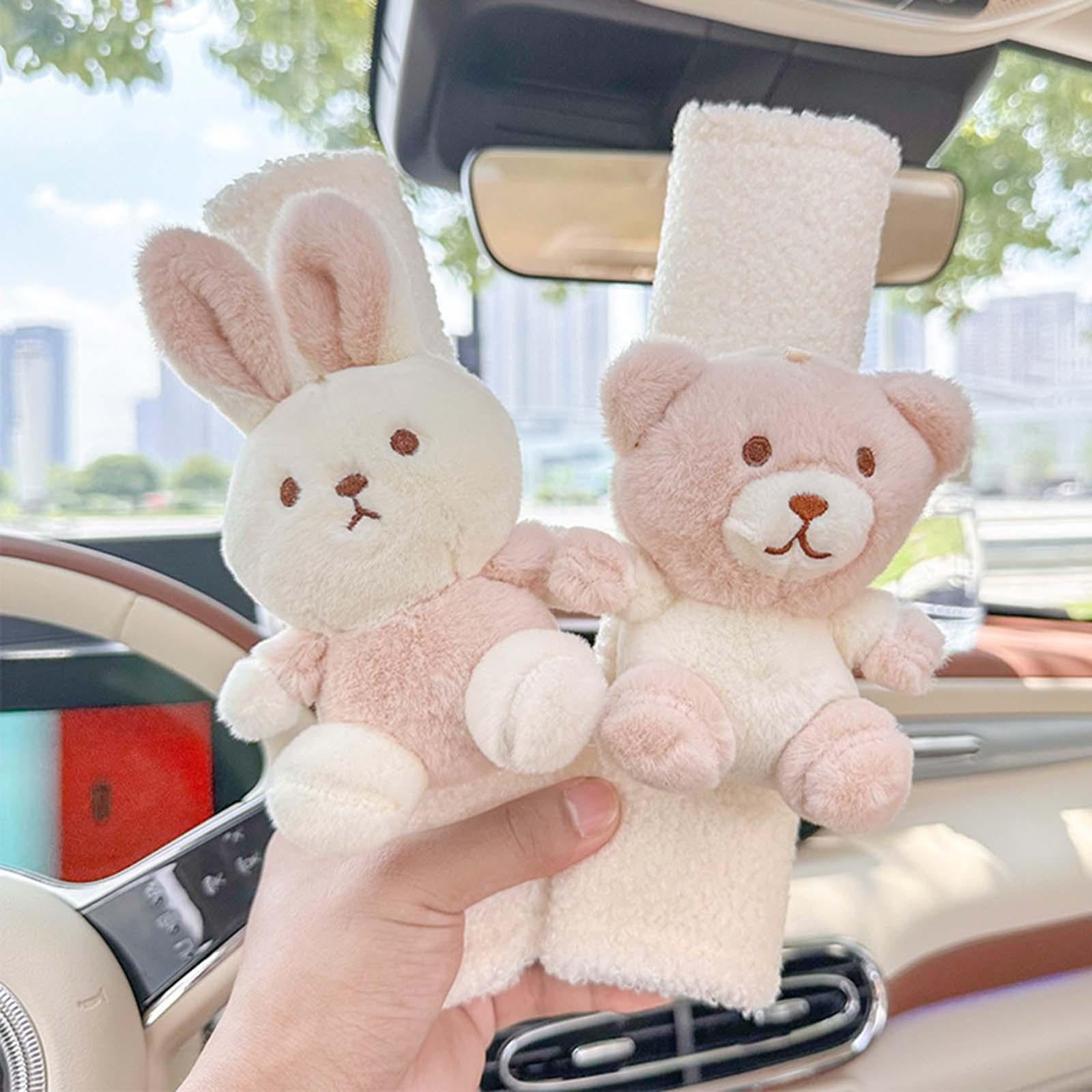 2xCar Seat Belt Strap Cover Auto Seat Belt Cover for All Cars Women Girls Bear