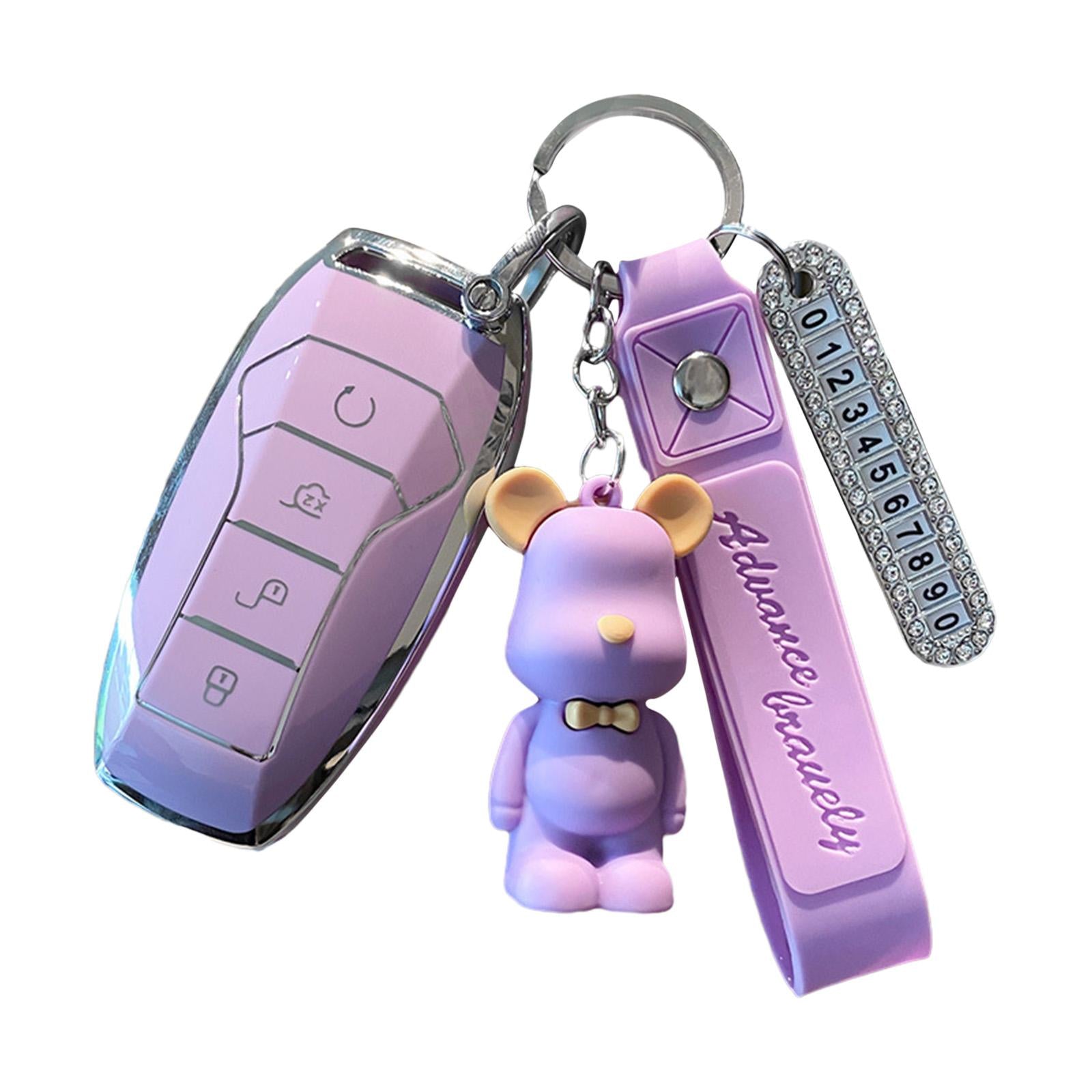Car Key Fob Cover 360 Degree Protection for Byd Atto 3 Auto Accessories Purple