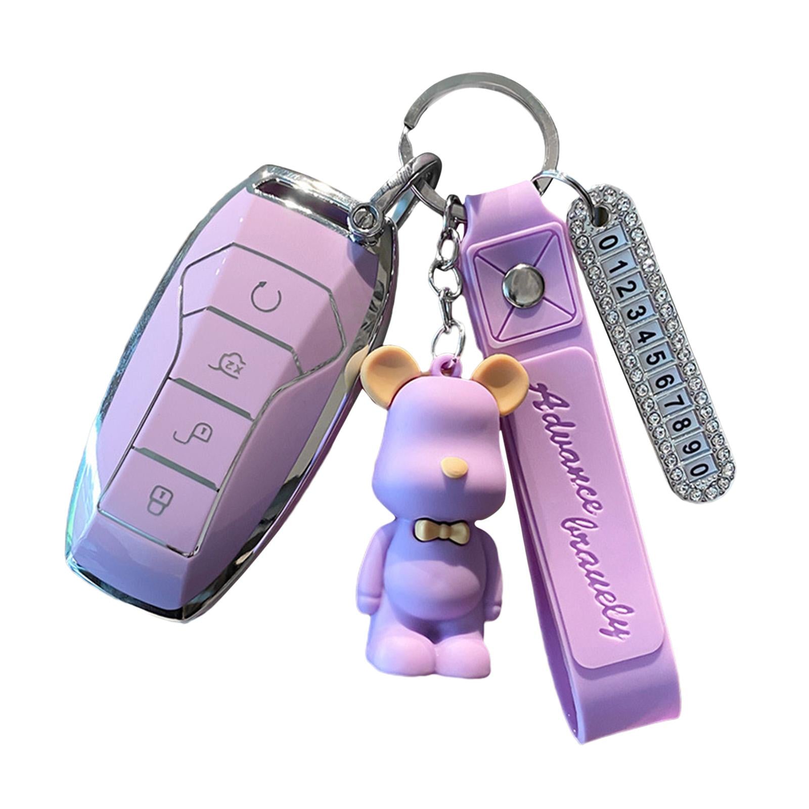 Car Key Fob Cover 360 Degree Protection for Byd Atto 3 Auto Accessories Purple