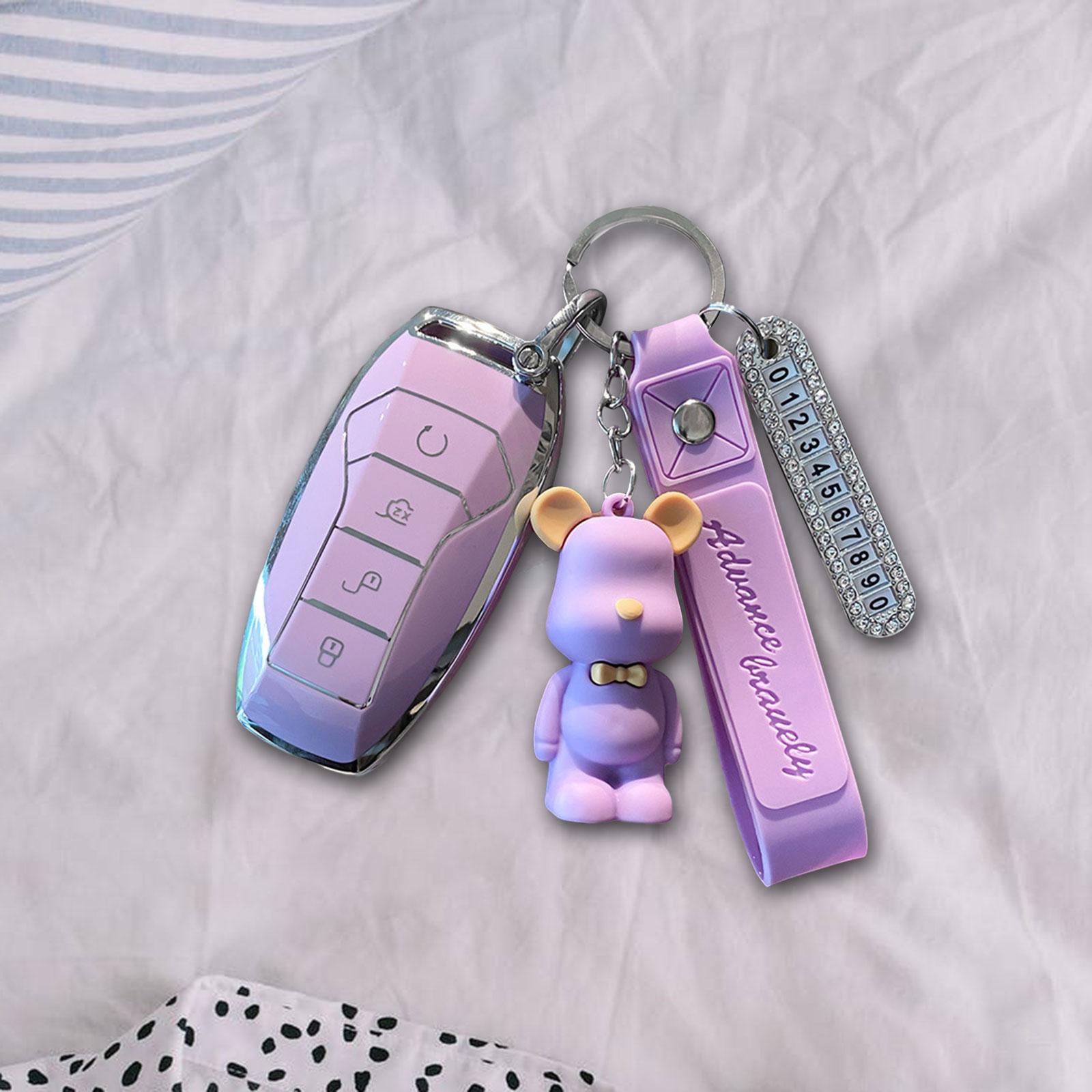 Car Key Fob Cover 360 Degree Protection for Byd Atto 3 Auto Accessories Purple