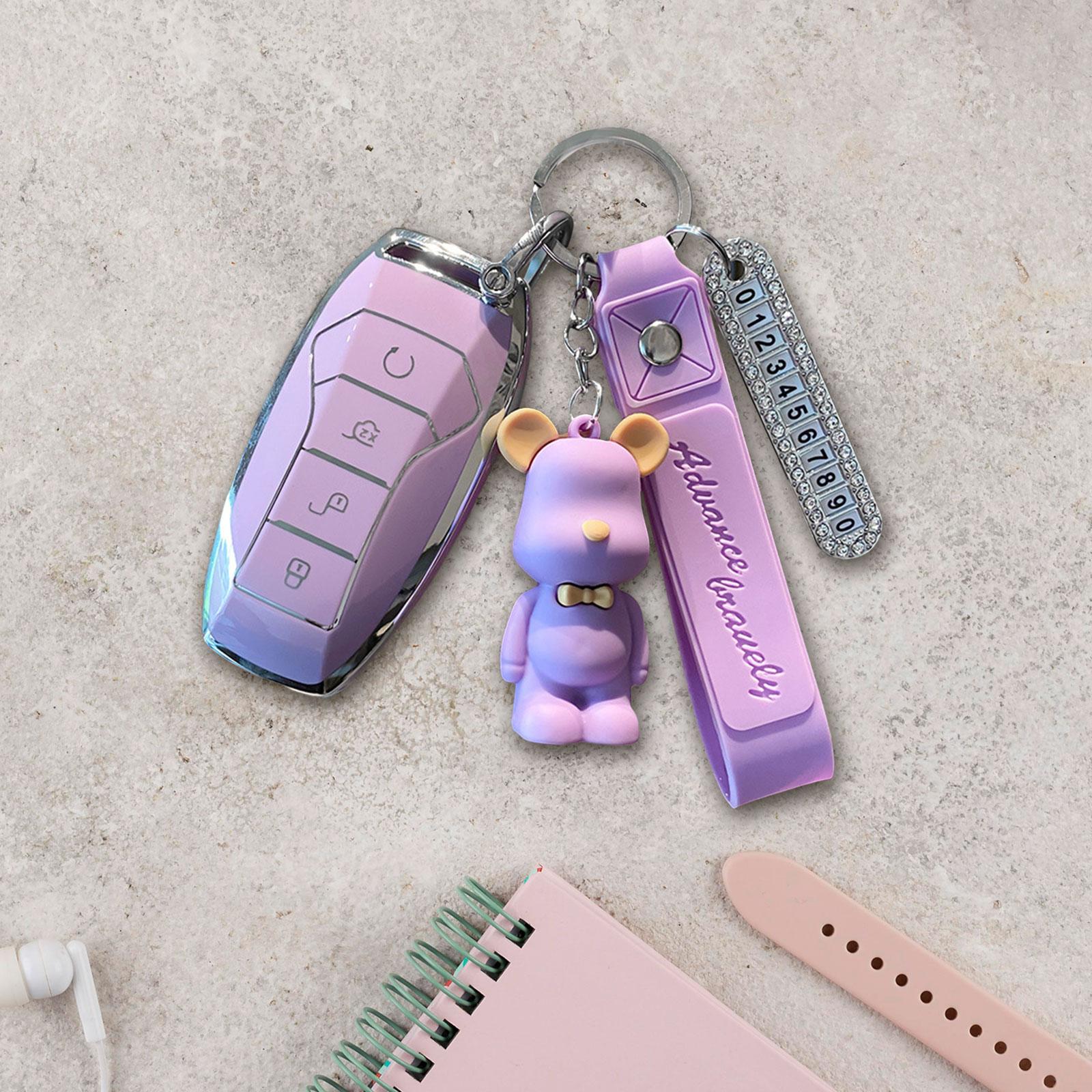 Car Key Fob Cover 360 Degree Protection for Byd Atto 3 Auto Accessories Purple