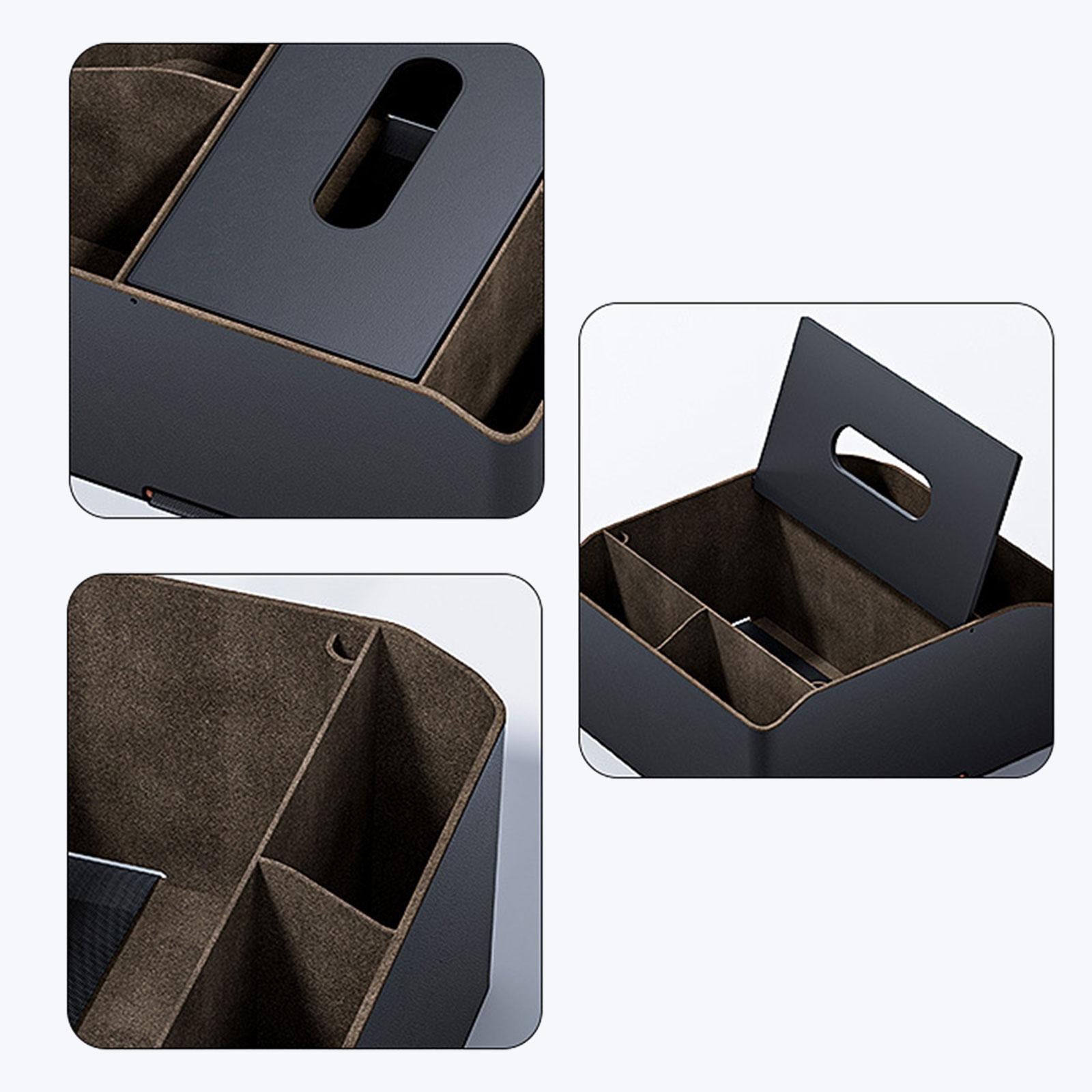 Car Center Console Organizer Black PU Leather for Card Sunglasses Phone