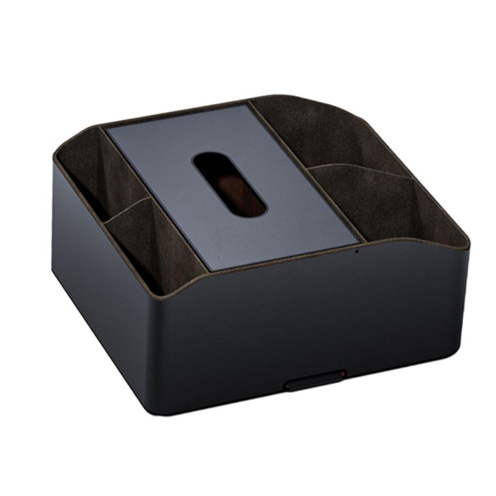 Car Center Console Organizer Black PU Leather for Card Sunglasses Phone