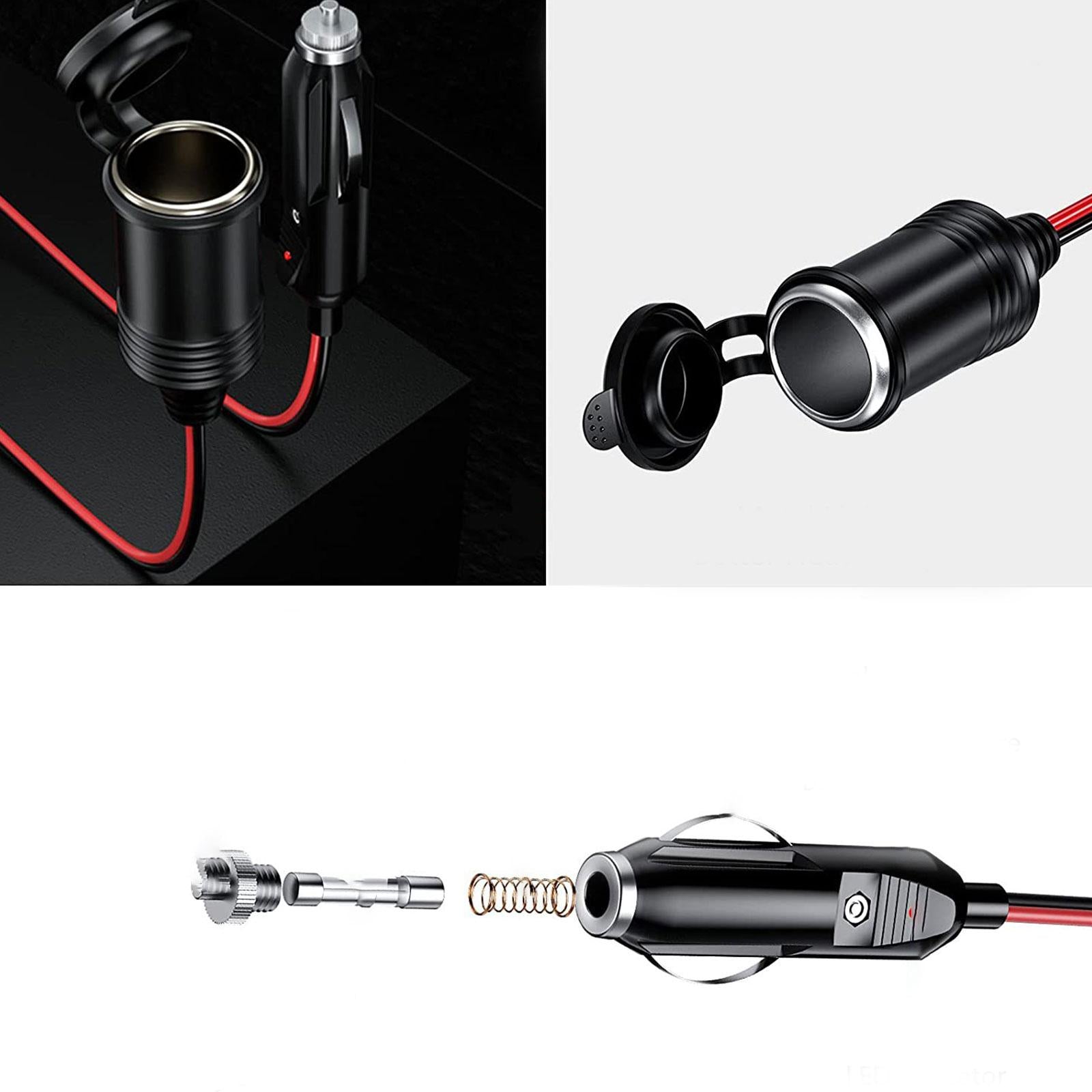 Car Cigarette Lighter Extension Cord for Vacuum Cleaners Air Compressor