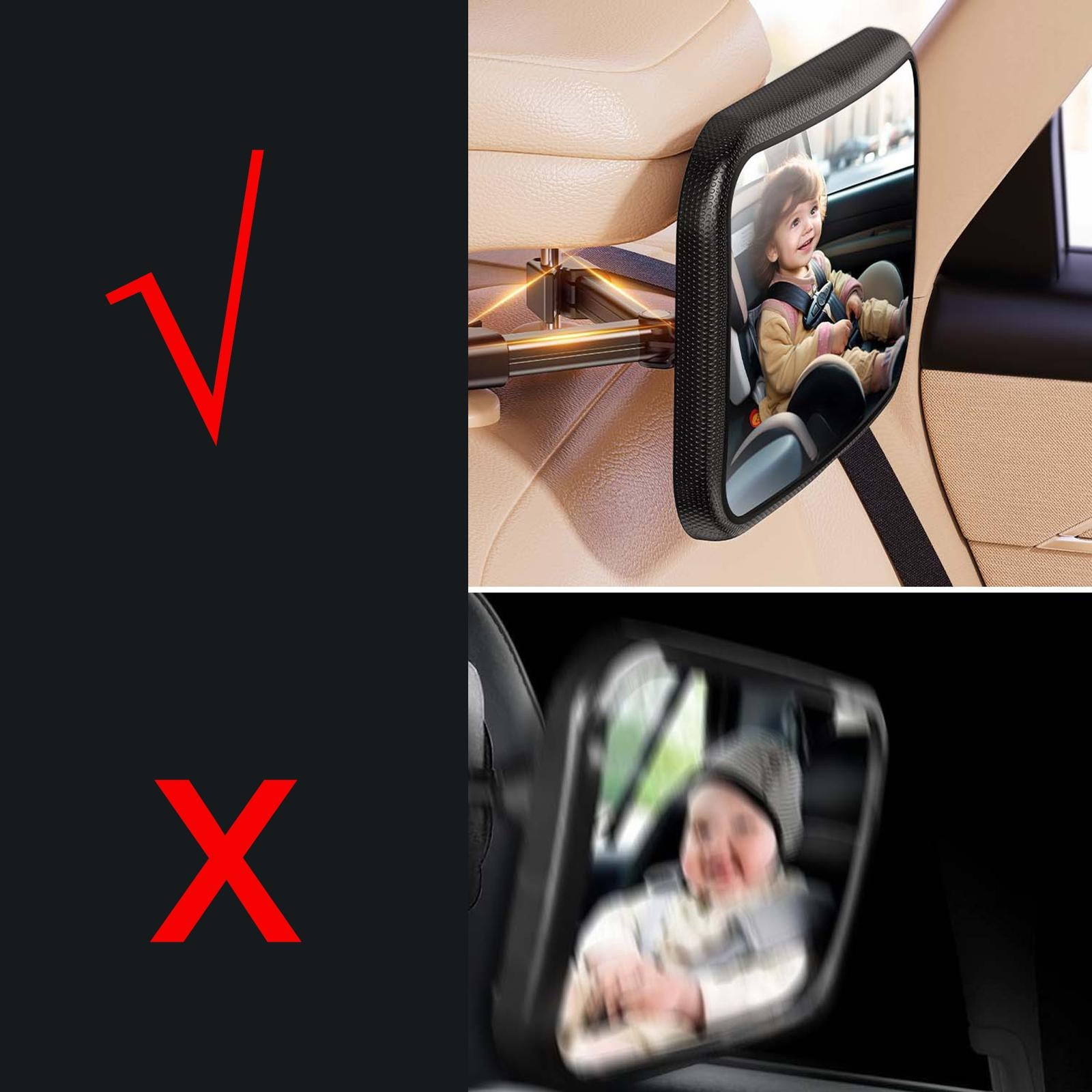 Baby Car Mirror Baby Essentials with Night Lamp Baby Car Mirror Rear Facing