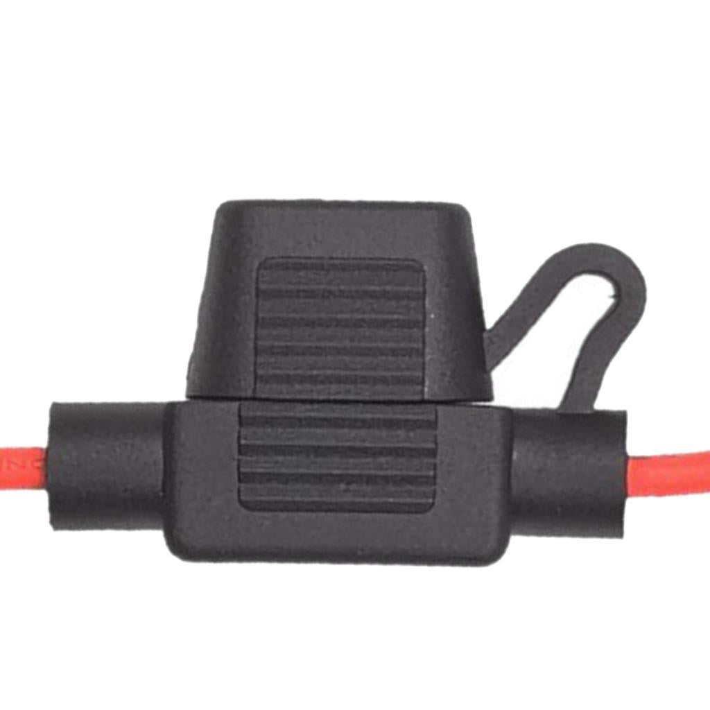 Fuse Holder 20A Damp Black Protective 14 AWG Wire for Boats Trucks Cars