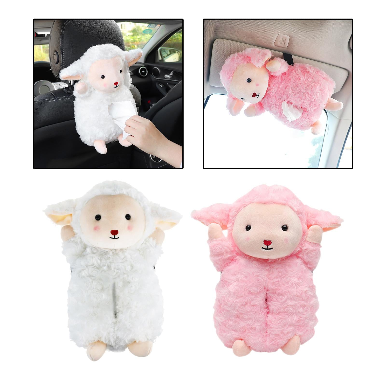 Cartoon Car Tissue Holder Automotive Accessories Soft Car Cute Tissue Holder White