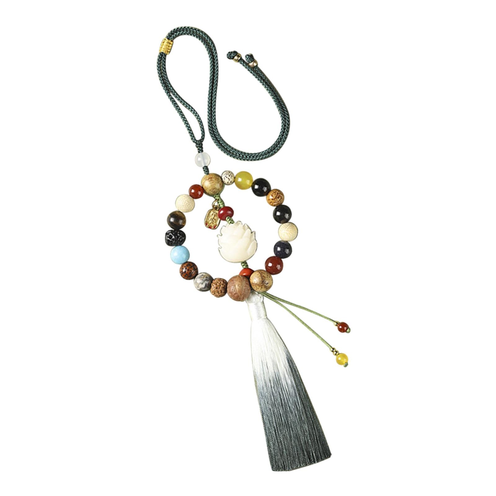 Rearview Mirror Charm Chinese Car Decor Pendant Car Mirror Hanging Charm Lotus