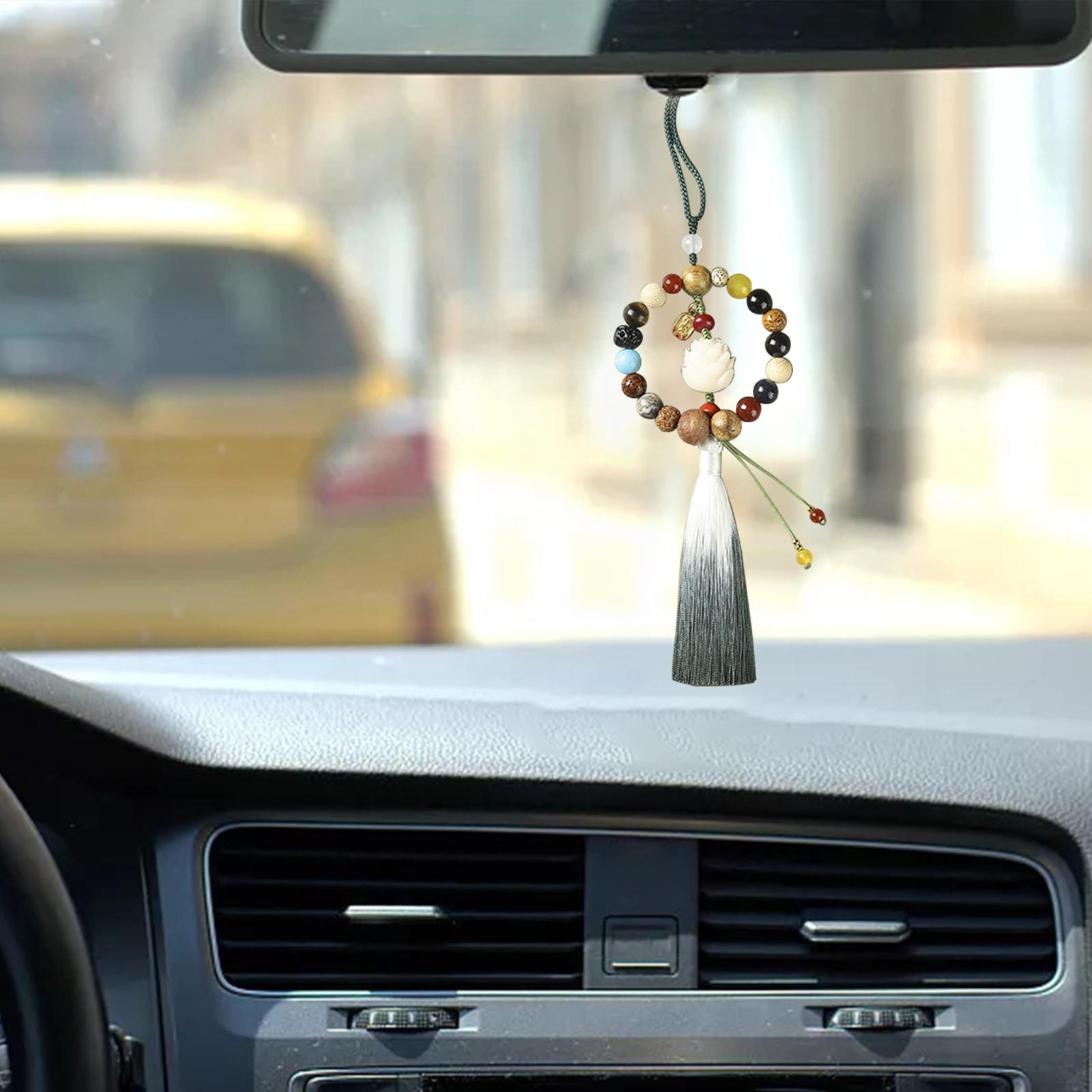 Rearview Mirror Charm Chinese Car Decor Pendant Car Mirror Hanging Charm Lotus