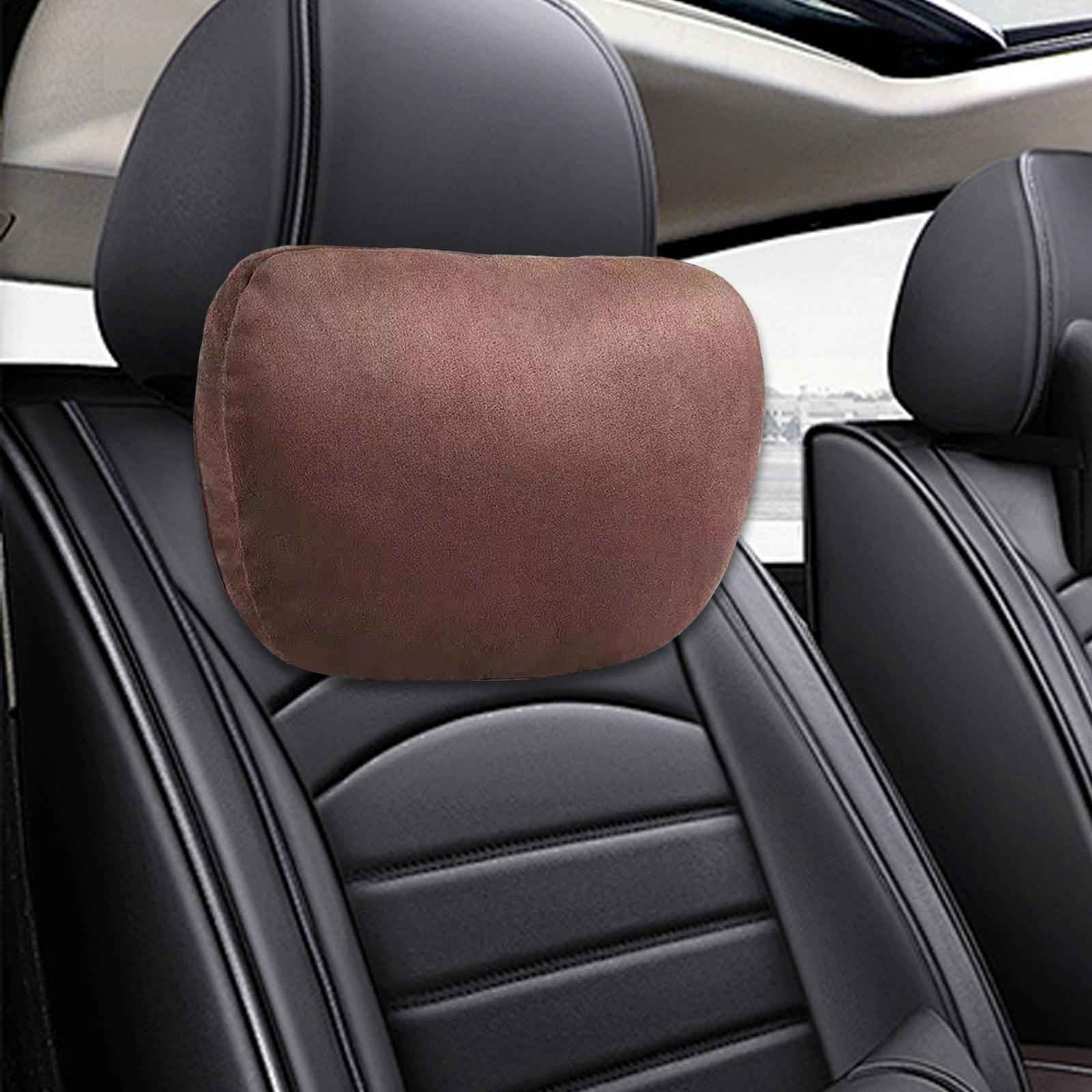 Car Neck Pillow Universal Suede Automotive Accessories Head and Neck Support Dark Brown