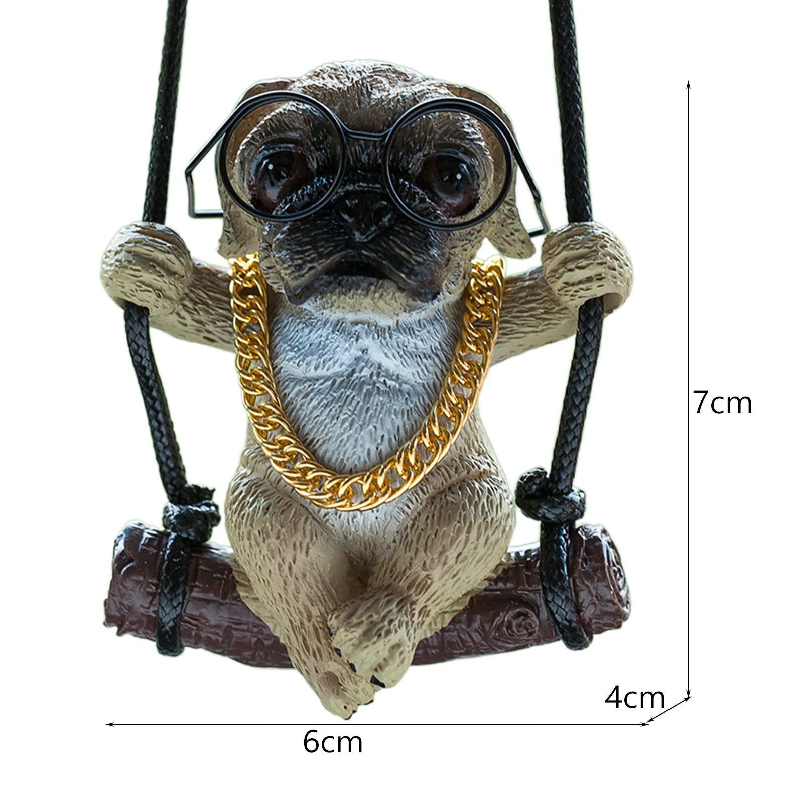 Car Hanging Ornament Funny Swinging Pug Rear View Mirror Hanging Accessories Style A