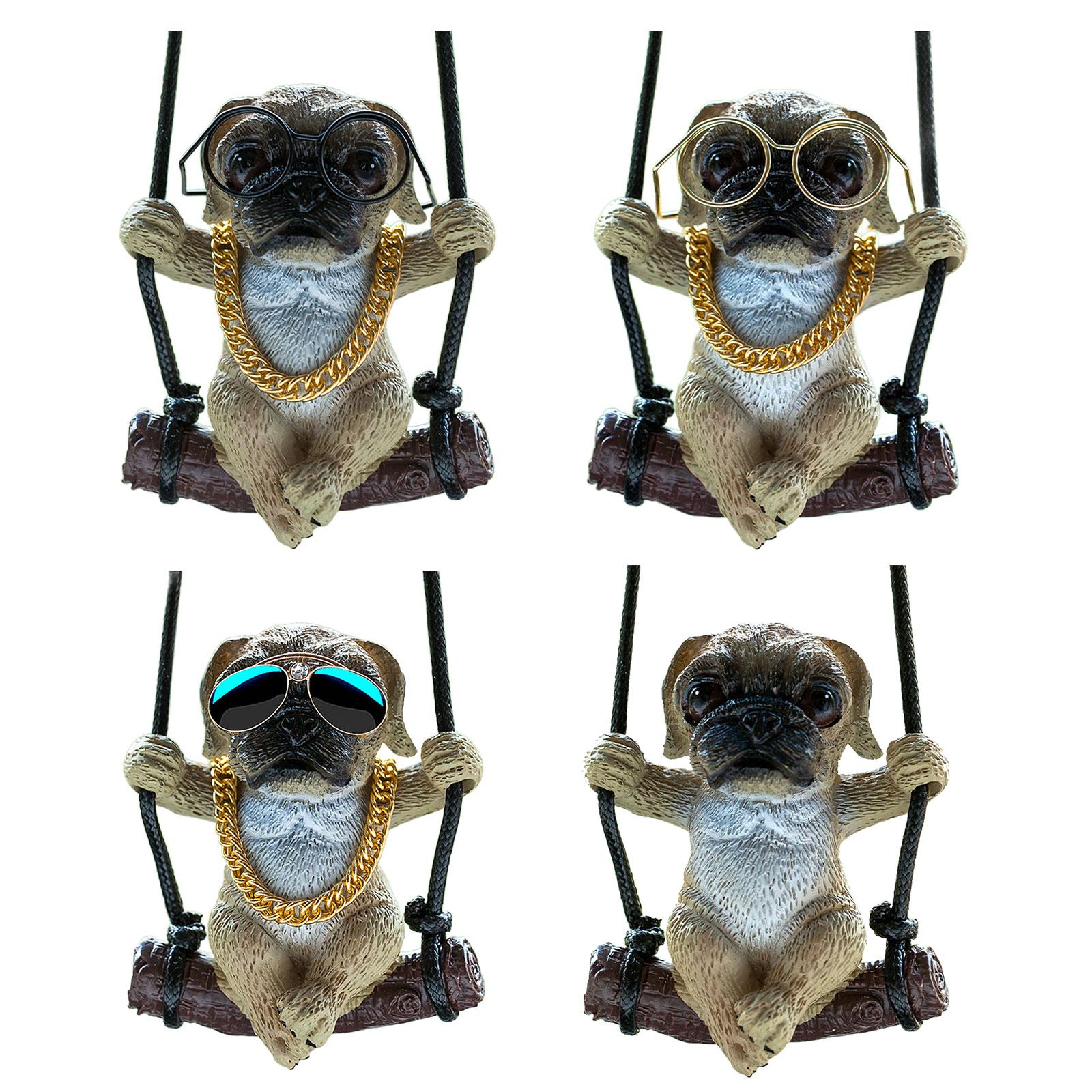 Car Hanging Ornament Funny Swinging Pug Rear View Mirror Hanging Accessories Style A