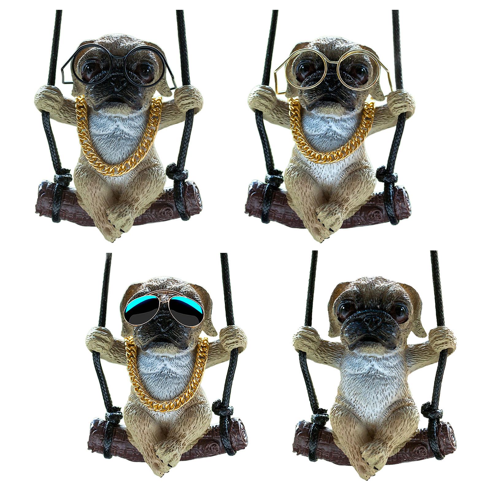 Car Hanging Ornament Funny Swinging Pug Rear View Mirror Hanging Accessories Style A