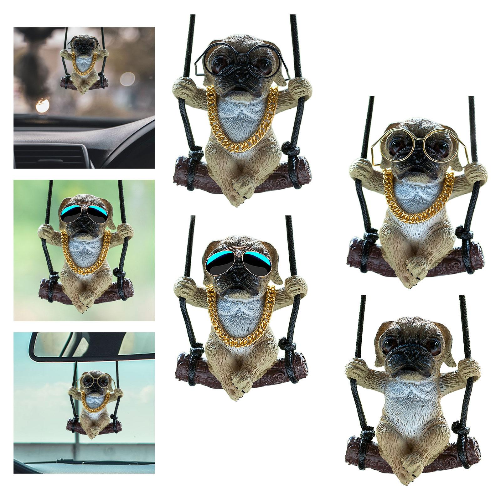 Car Hanging Ornament Funny Swinging Pug Rear View Mirror Hanging Accessories Style A