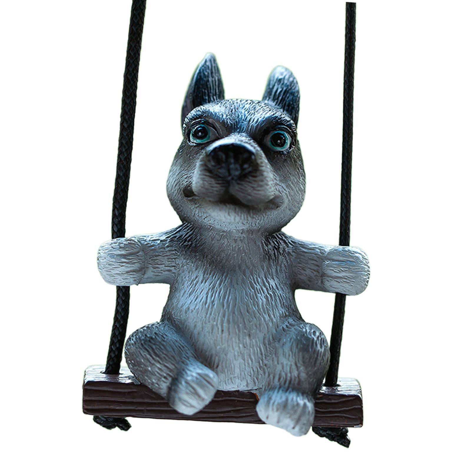 Rearview Mirror Decorations Cute Swinging Pug Car Mirror Hanging Accessories Style A