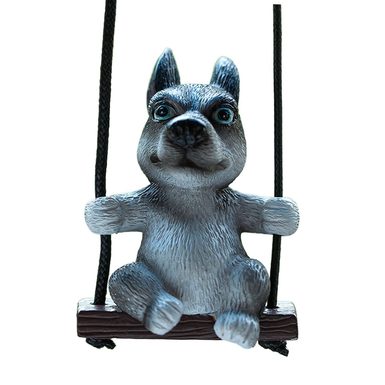 Rearview Mirror Decorations Cute Swinging Pug Car Mirror Hanging Accessories Style A