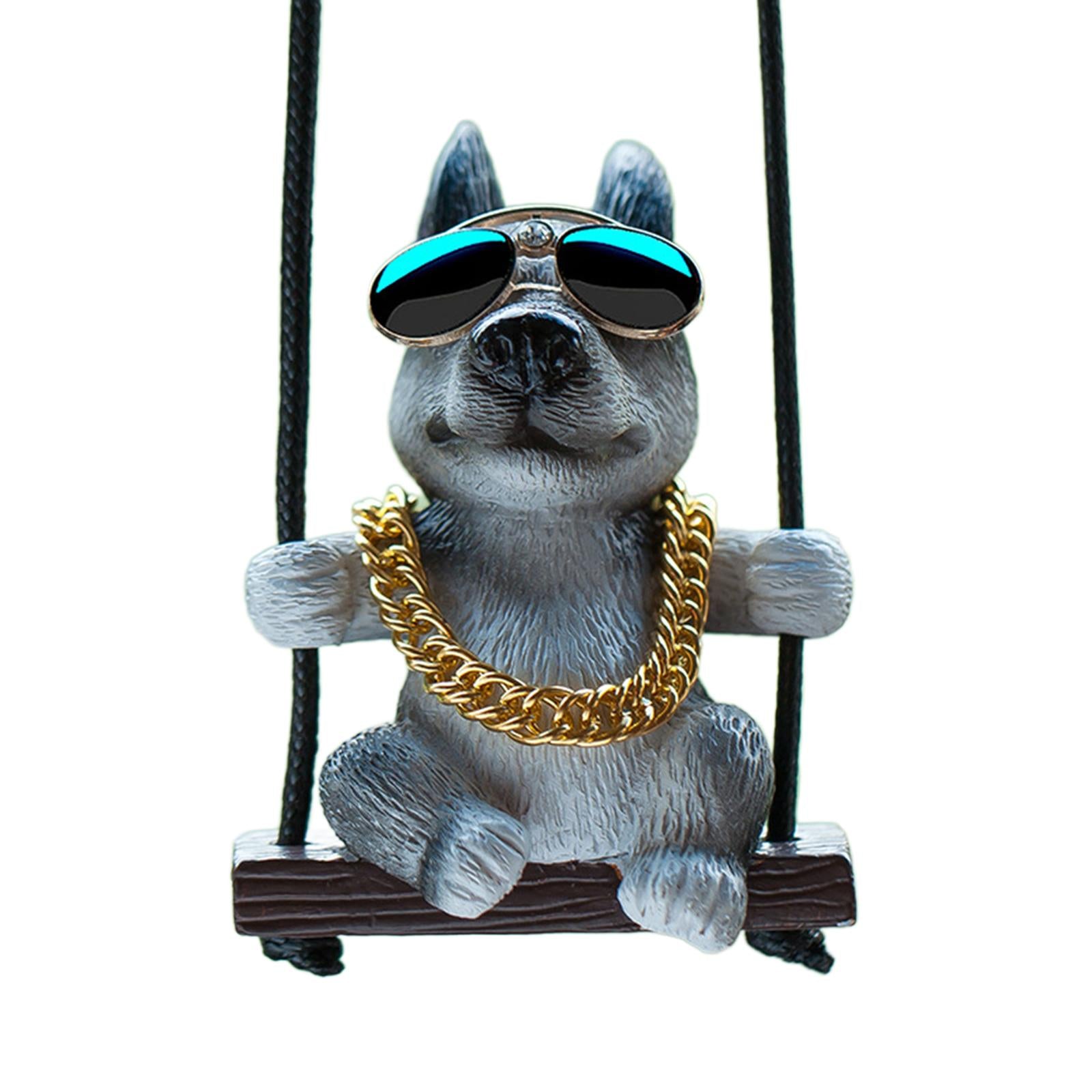 Rearview Mirror Decorations Cute Swinging Pug Car Mirror Hanging Accessories Style B