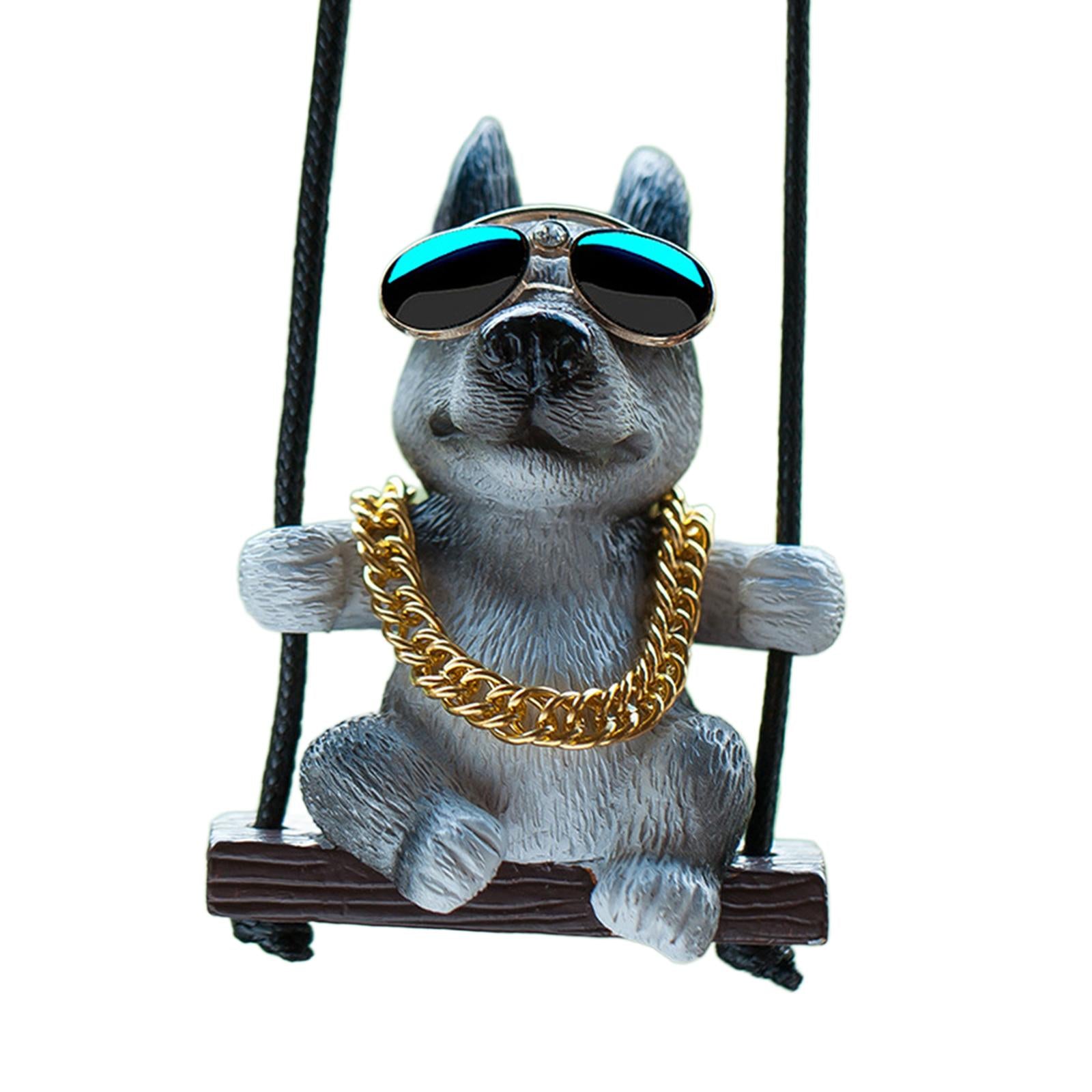 Rearview Mirror Decorations Cute Swinging Pug Car Mirror Hanging Accessories Style B