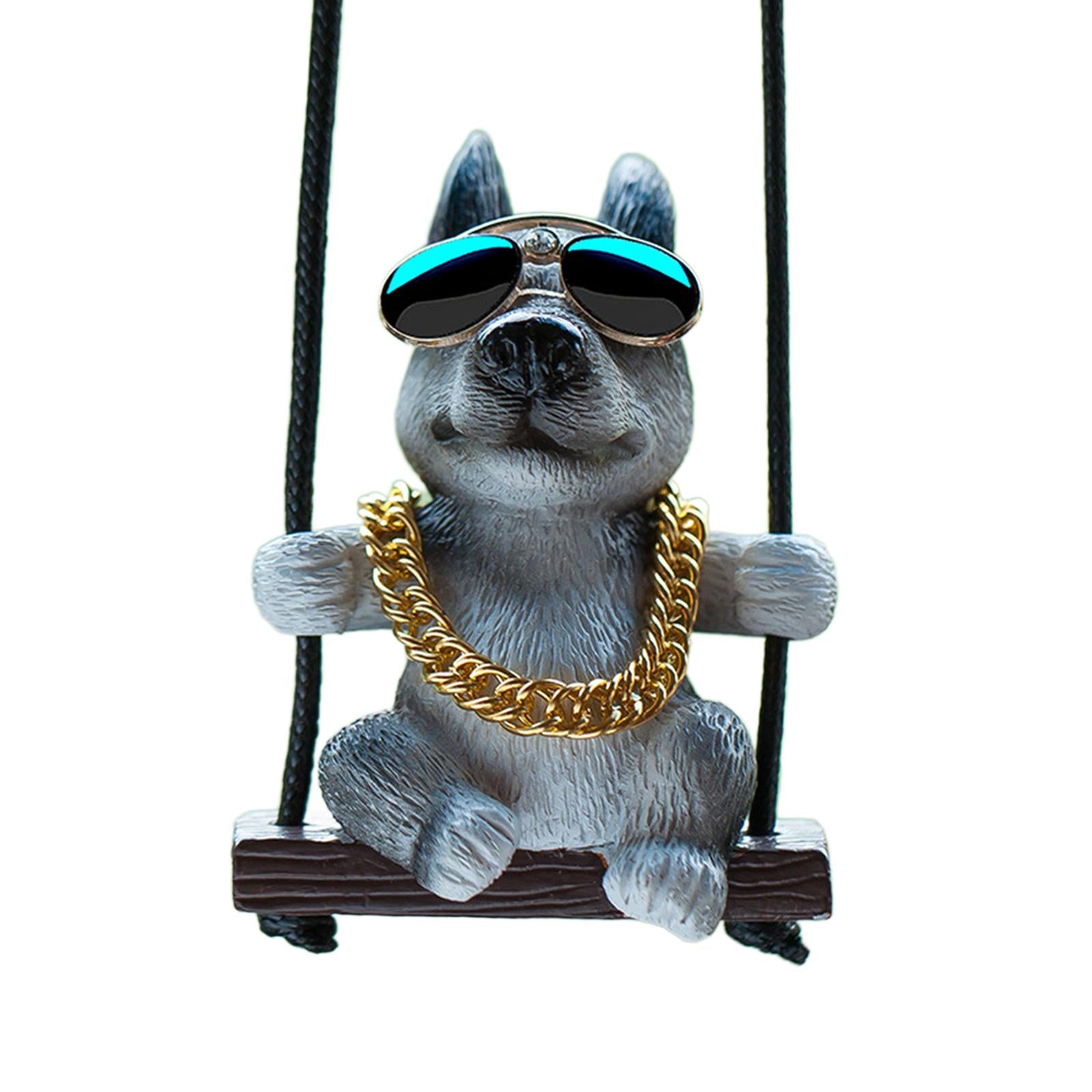 Rearview Mirror Decorations Cute Swinging Pug Car Mirror Hanging Accessories Style B
