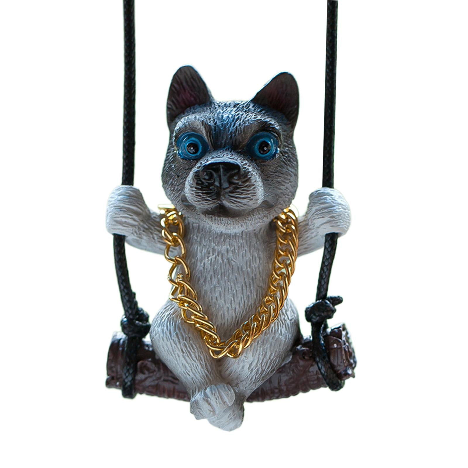 Rearview Mirror Decorations Cute Swinging Pug Car Mirror Hanging Accessories Style E