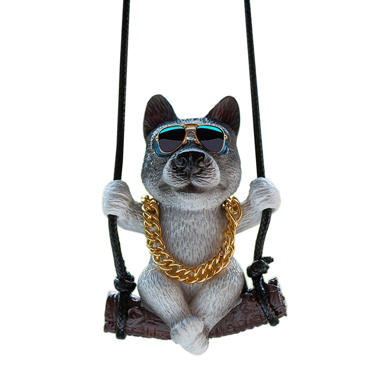 Rearview Mirror Decorations Cute Swinging Pug Car Mirror Hanging Accessories Style G