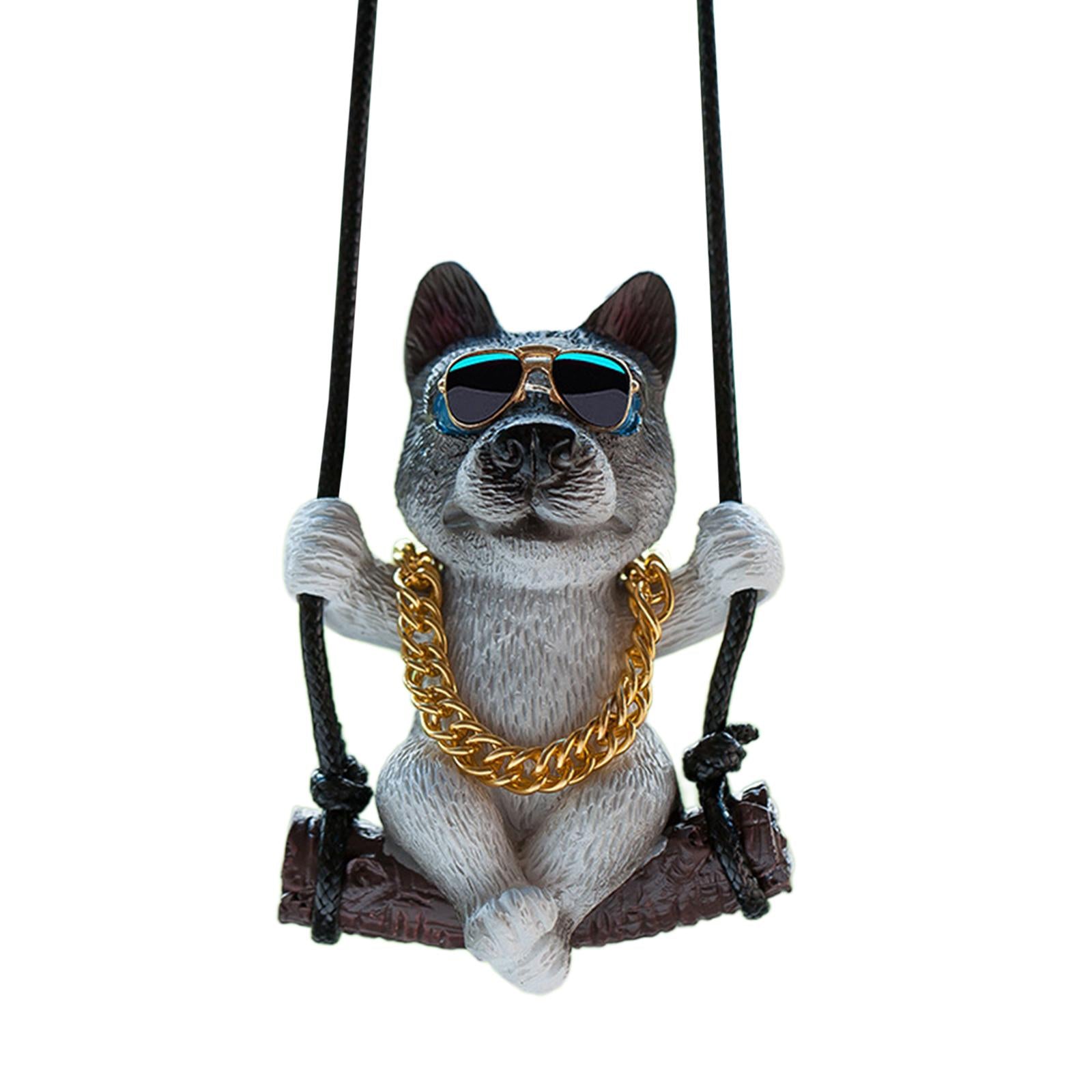 Rearview Mirror Decorations Cute Swinging Pug Car Mirror Hanging Accessories Style G