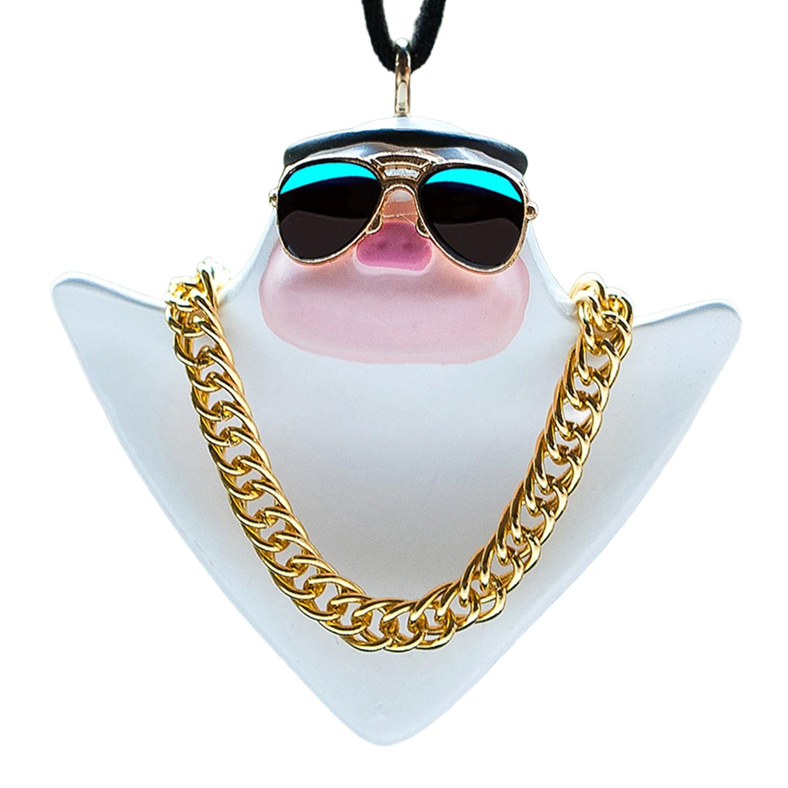 Car Charm Pink Pig Cute Animal Resin Material Car Mirror Hanging Accessories