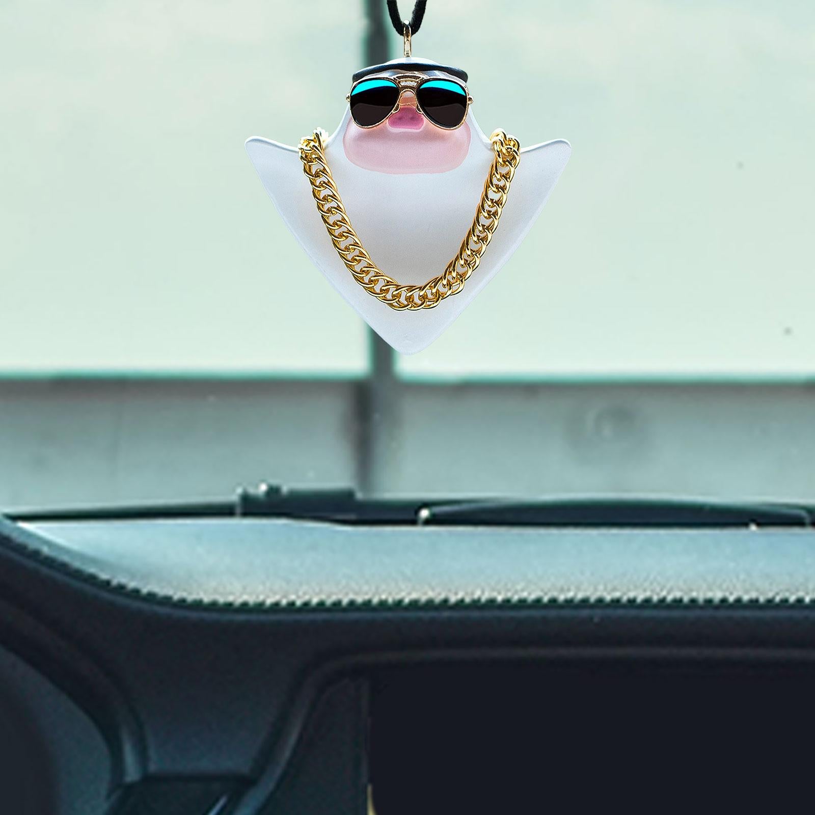 Car Charm Pink Pig Cute Animal Resin Material Car Mirror Hanging Accessories