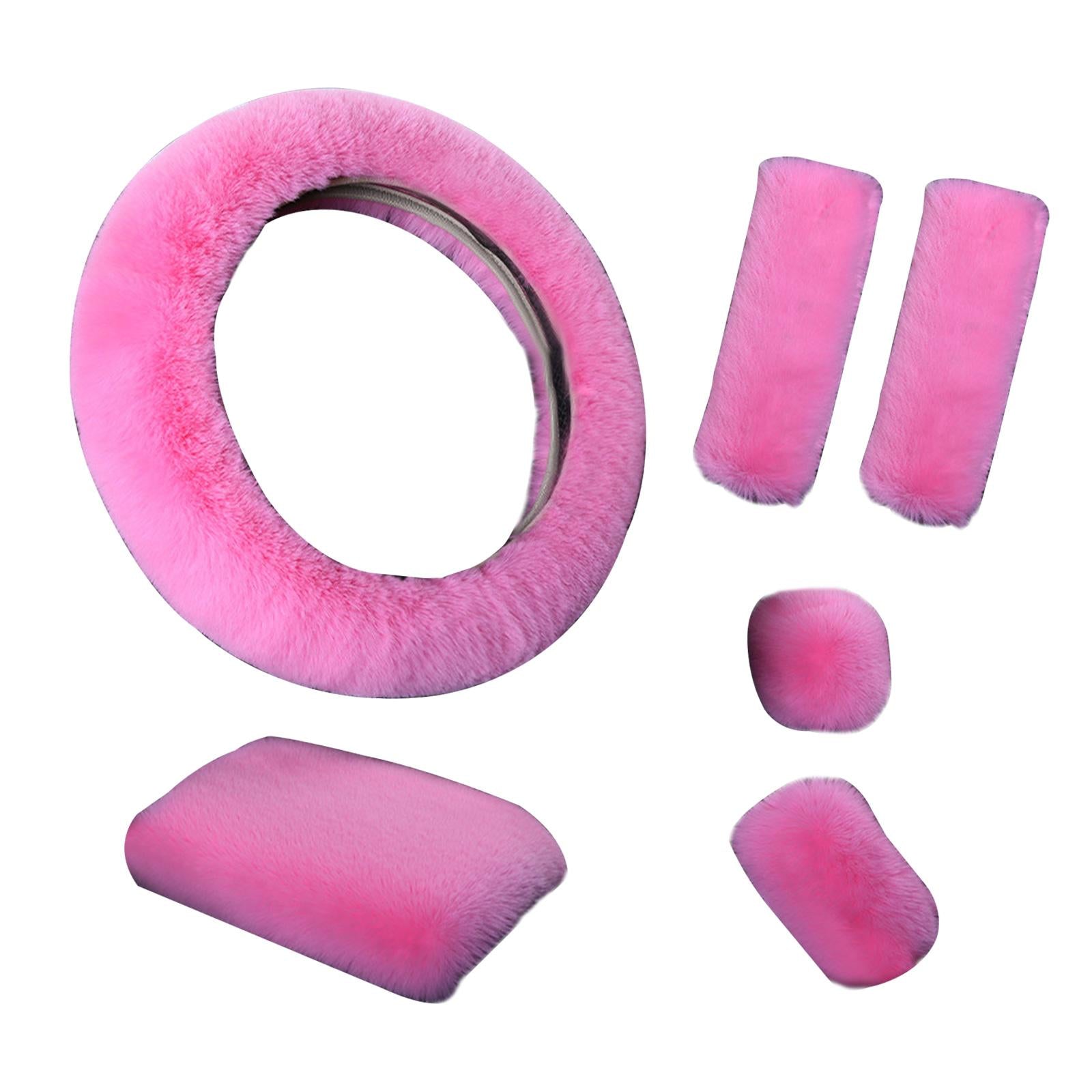 6 Pieces Soft Plush Steering Wheel Cover Winter Comfortable Protective Cover