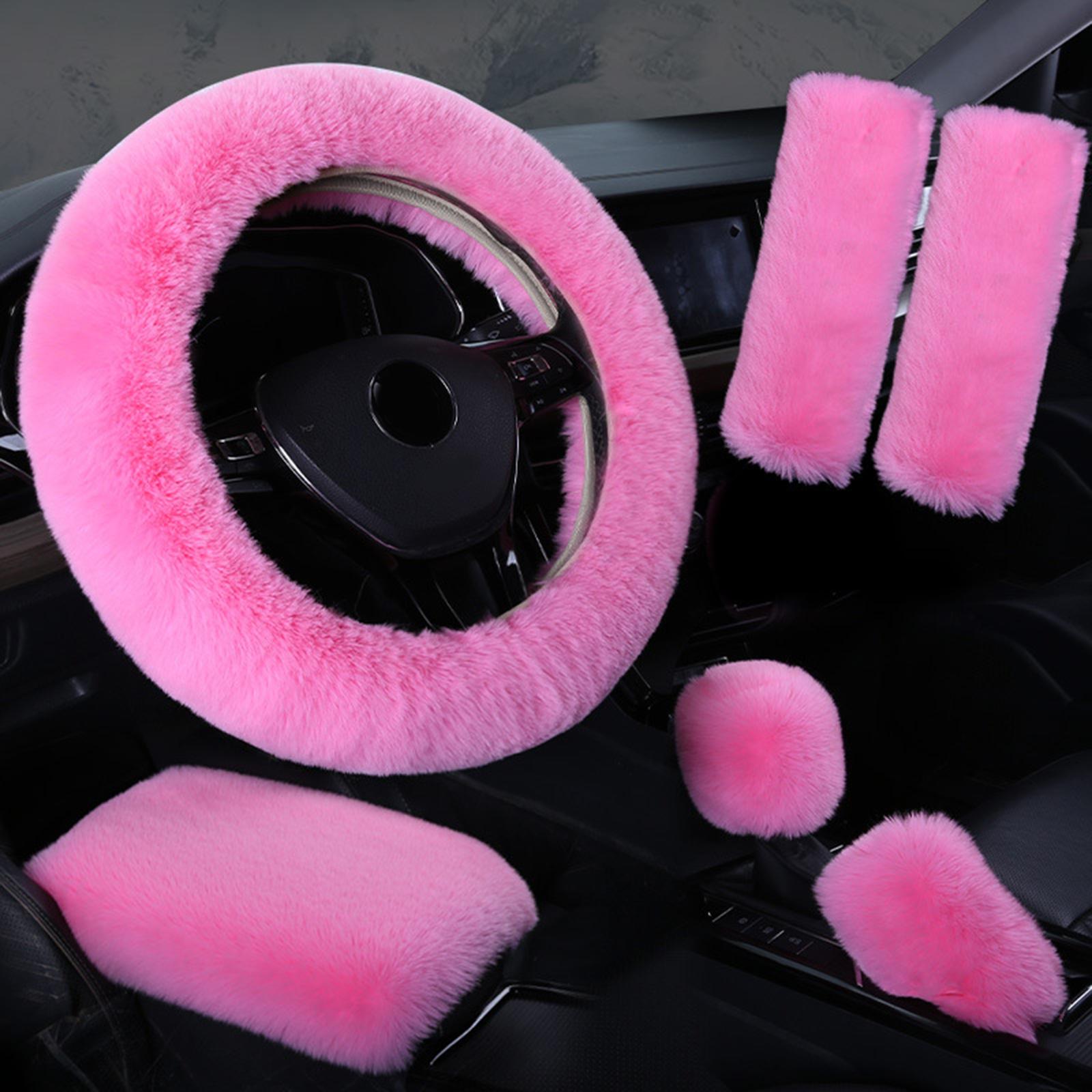 6 Pieces Soft Plush Steering Wheel Cover Winter Comfortable Protective Cover