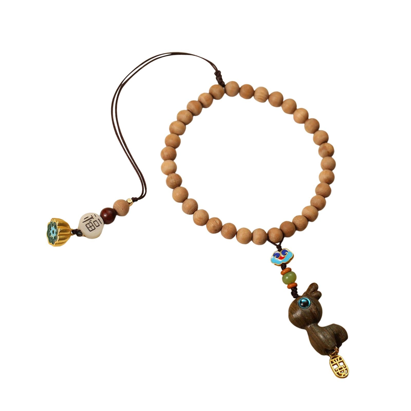 Rearview Mirror Charm Feng Shui Decor Traditional Rearview Mirror Decoration Green Sandalwood