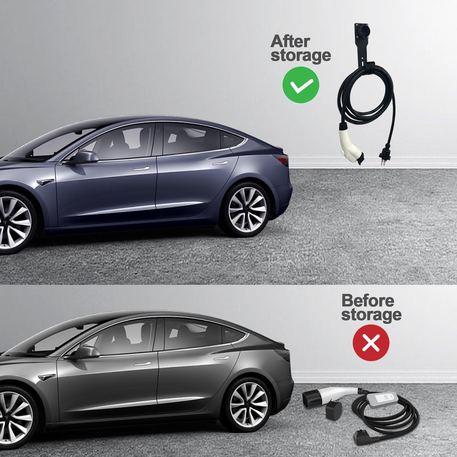 EV Charging Cable Organizer Wall Mount Waterproof Accessories for Tesla With hook