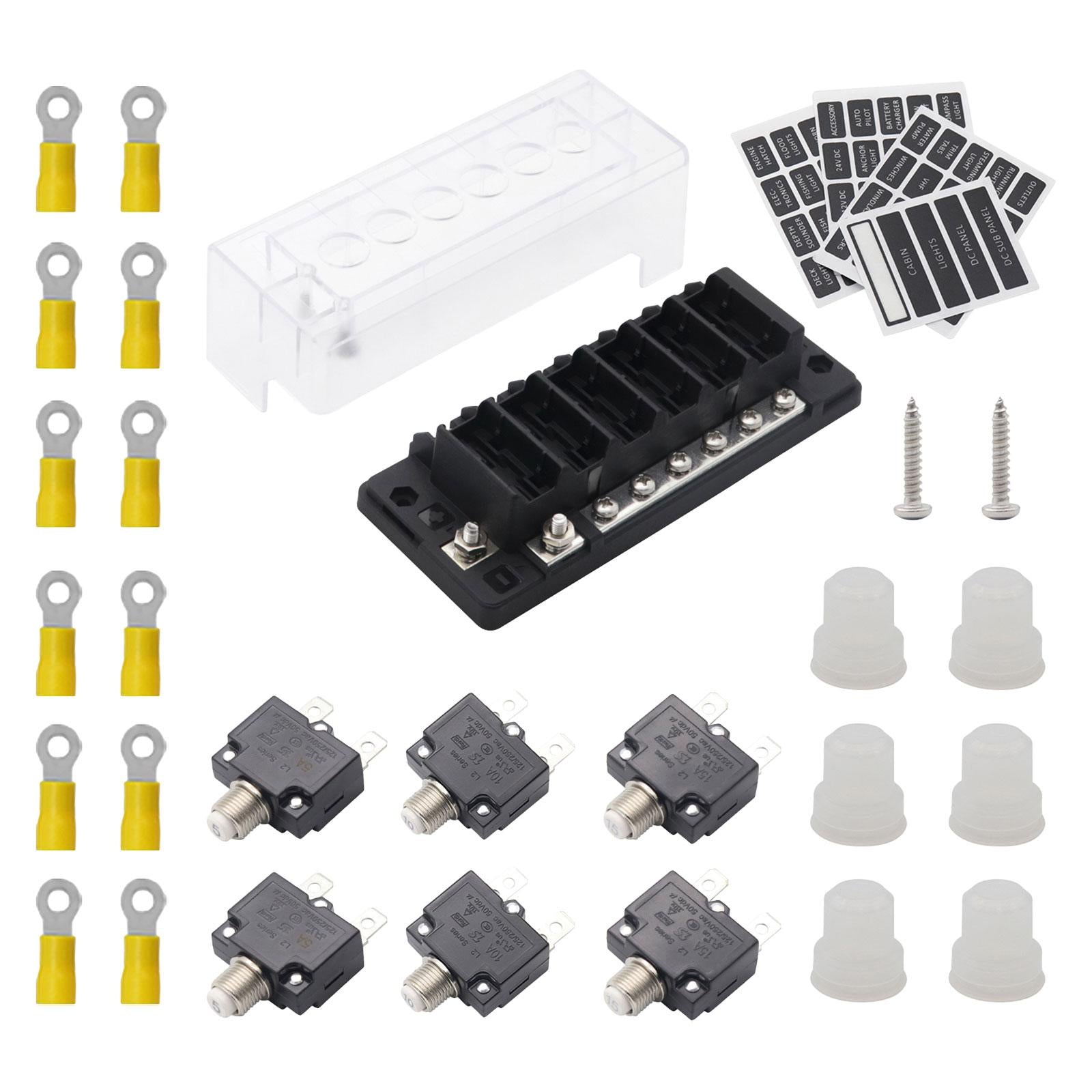 Circuit Breaker Panel Waterproof Breaker Box for RV Boat Trolling Motor