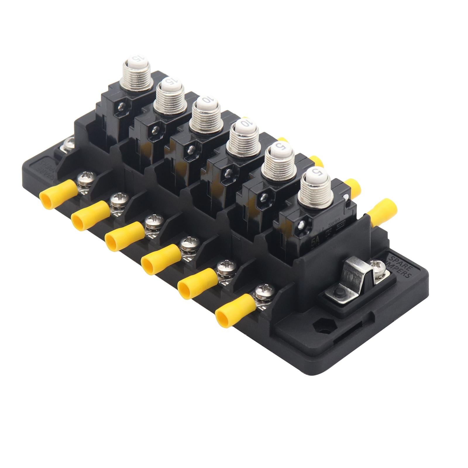 Circuit Breaker Panel 6 Way Car Circuit Protector for SUV RV Car Stereo