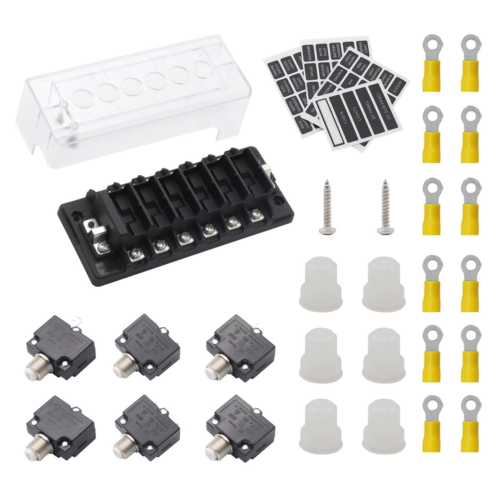 Circuit Breaker Panel 6 Way Car Circuit Protector for SUV RV Car Stereo