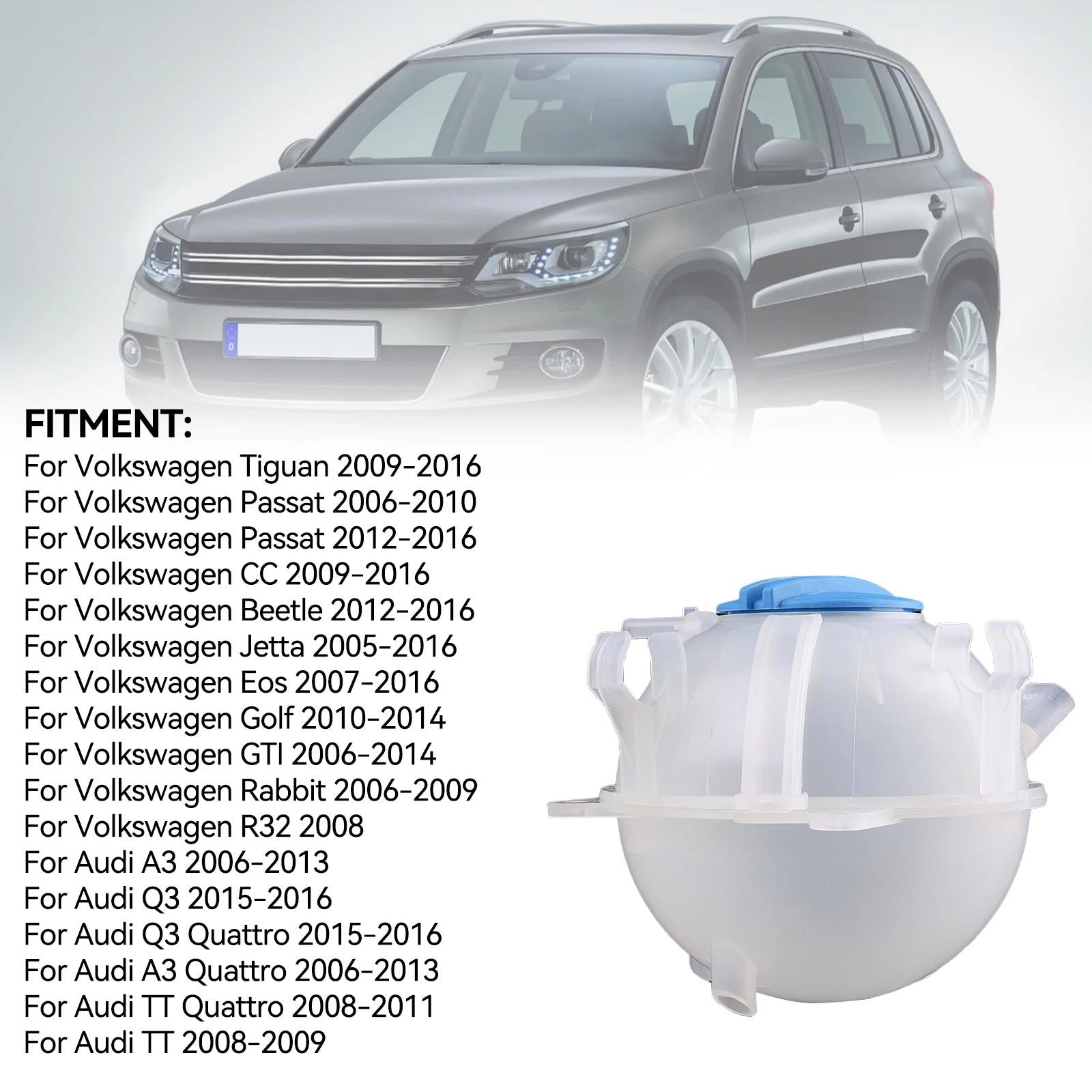 Coolant Radiator Reservoir Tank with Lid for VW Golf Rabbit R32 Durable