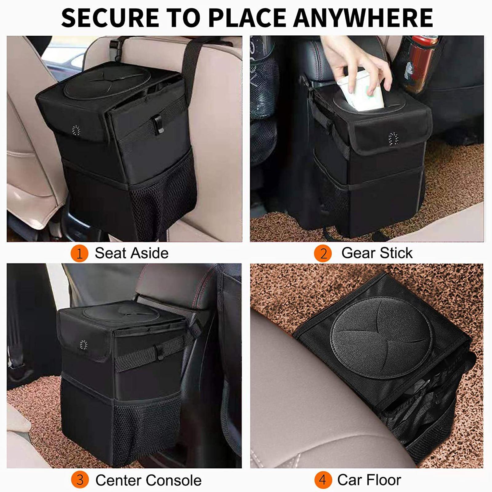 Car Trash Can with Lid Portable Trash Bin for Front Back Seat Van Sedan