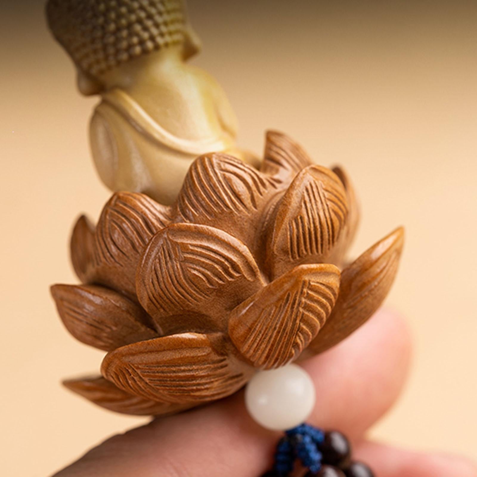 Buddha Statue Wall Hanger Lovely Wood Sculpture Car Rear View Mirror Pendant Style A