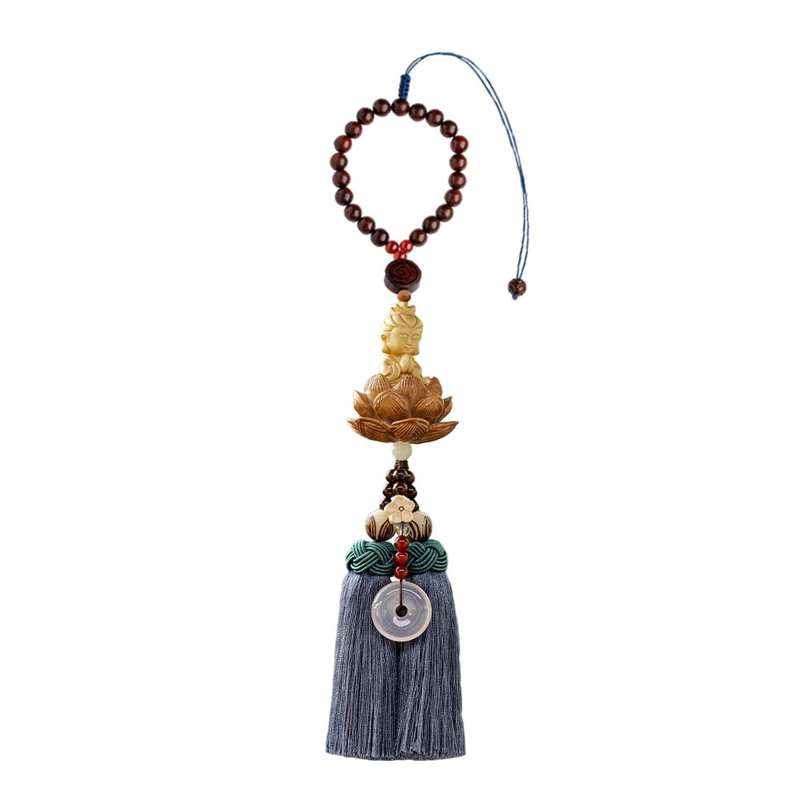 Buddha Statue Wall Hanger Lovely Wood Sculpture Car Rear View Mirror Pendant Style D