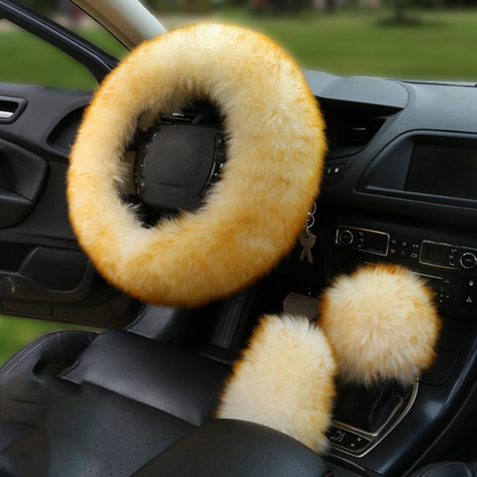 Car Steering Wheel Cover Warm Gear Shifter Cover for Women Girls Ladies